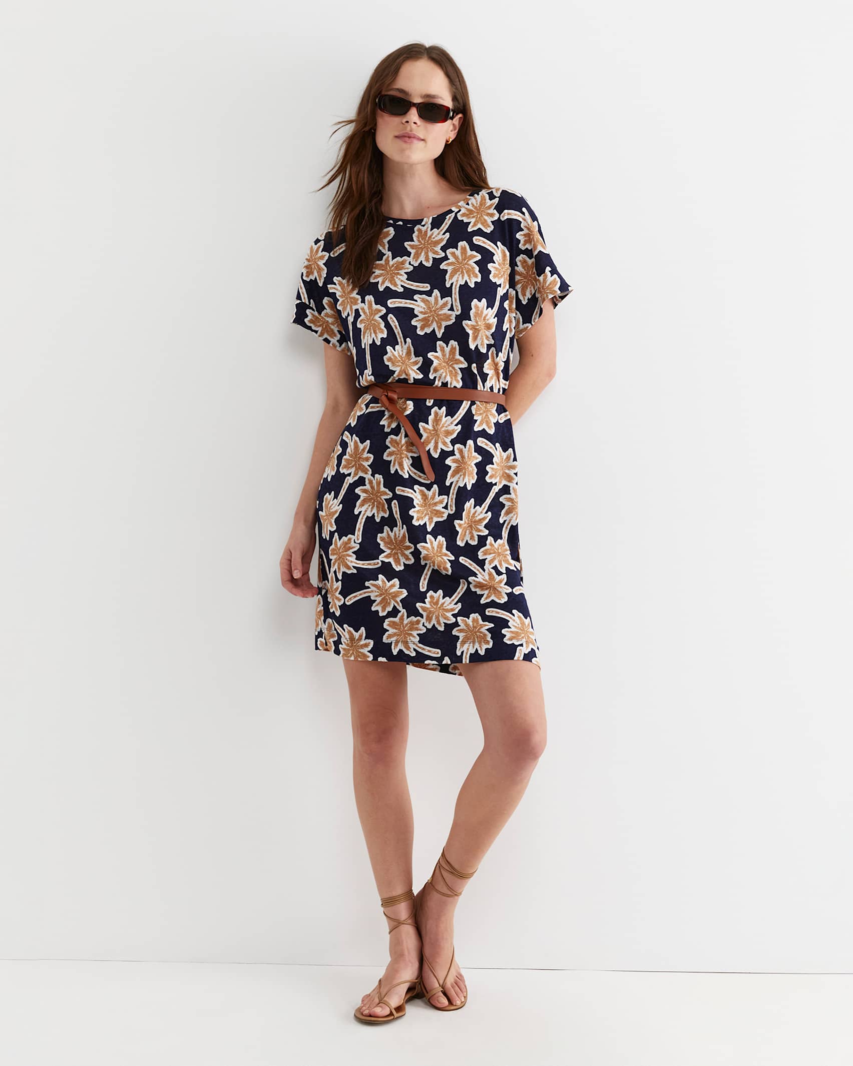 Palm Linen Dress in Navy Multi Sportscraft