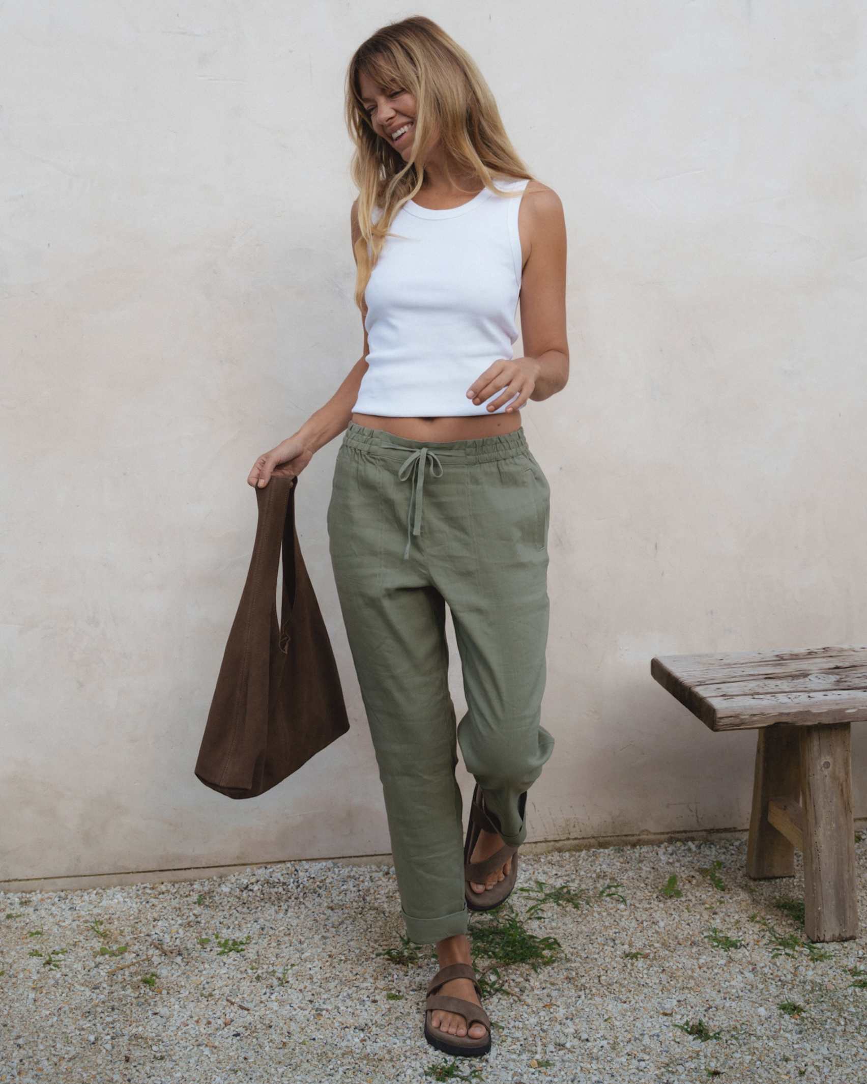 Rosa Linen Pant in KHAKI