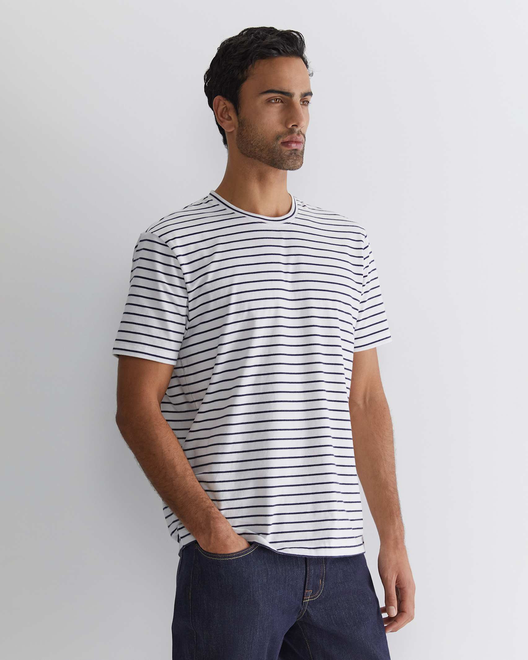 Supersoft Tee in WHITE/NAVY