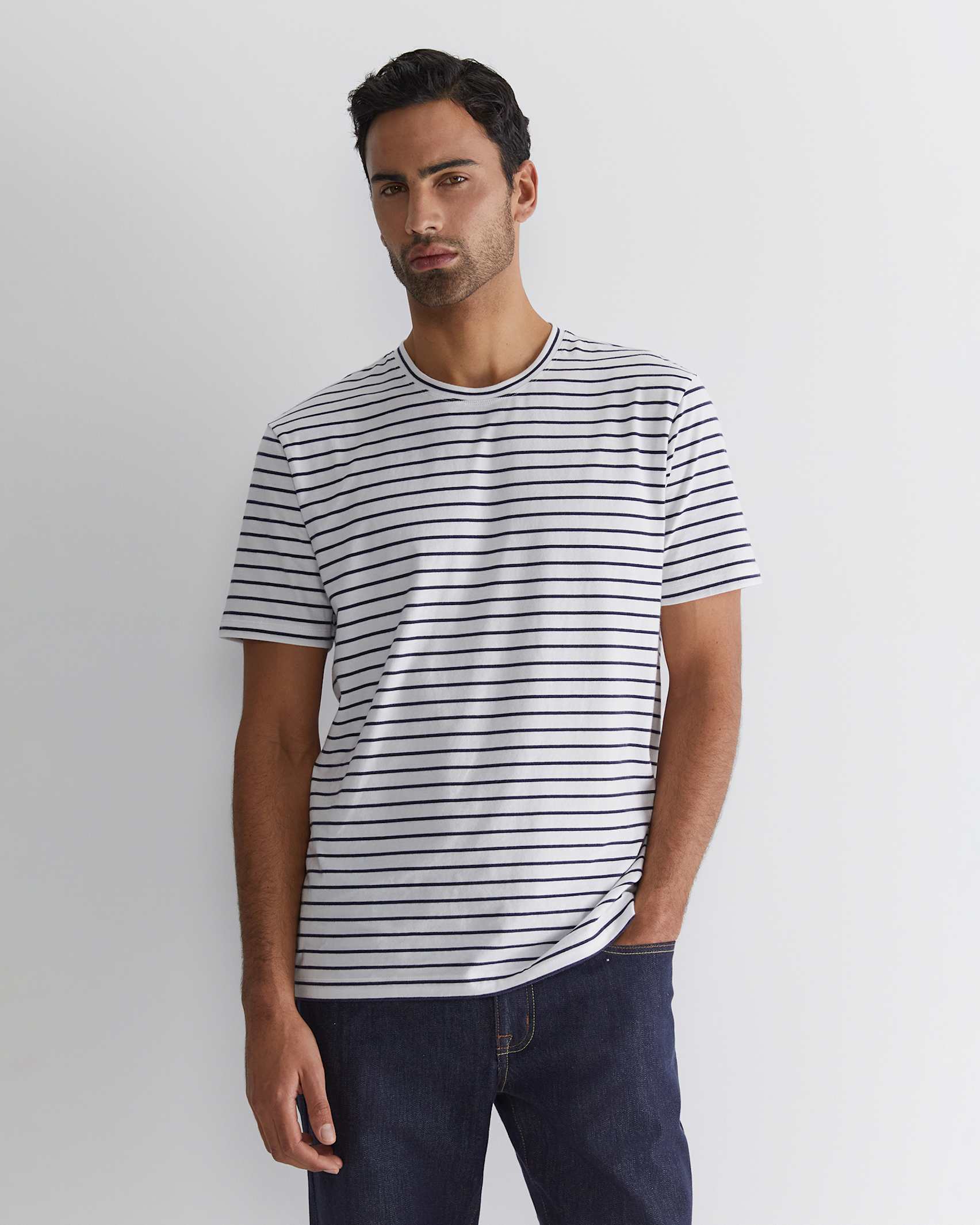 Supersoft Tee in WHITE/NAVY