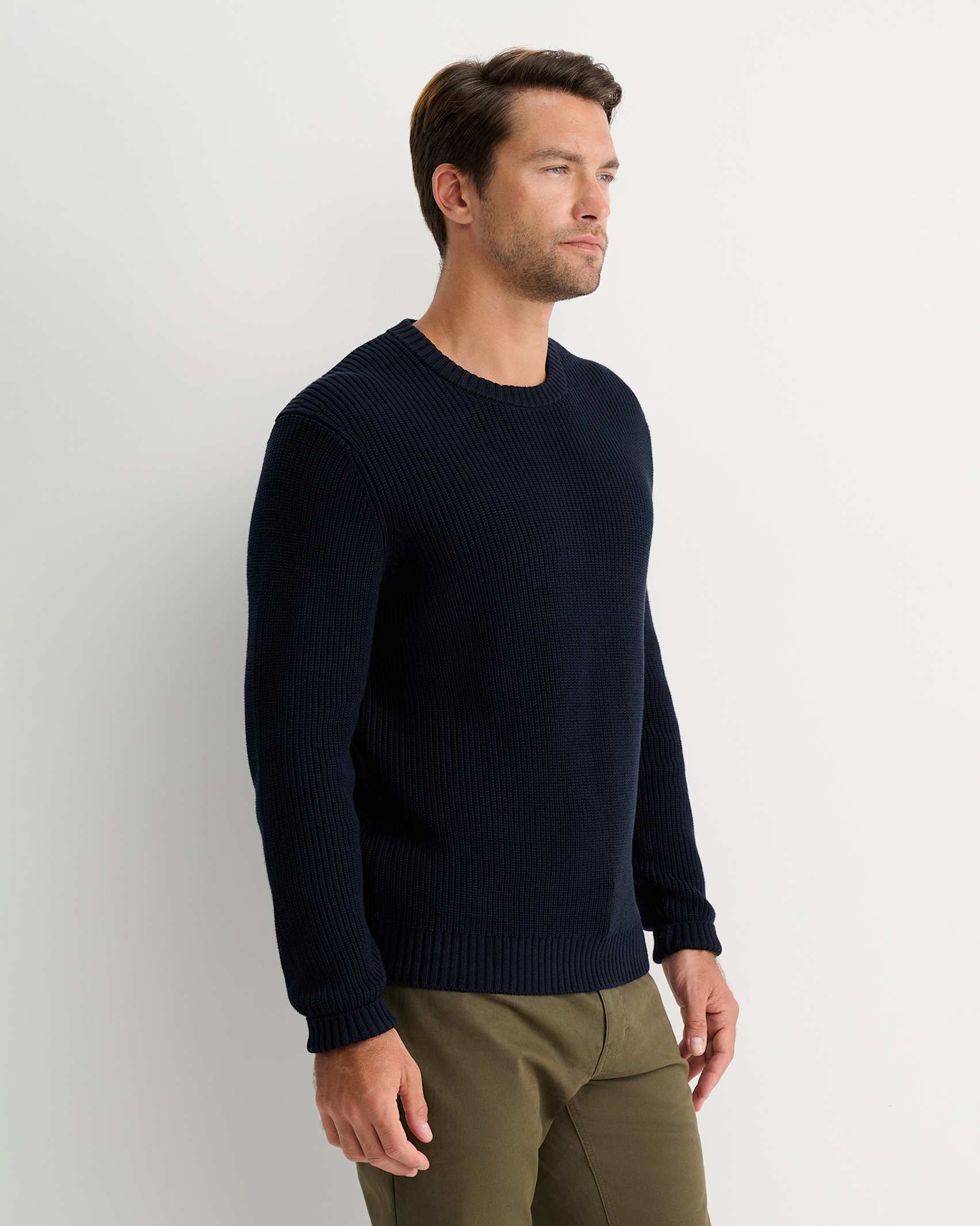 Finn Rib Crew Neck Knit in NAVY