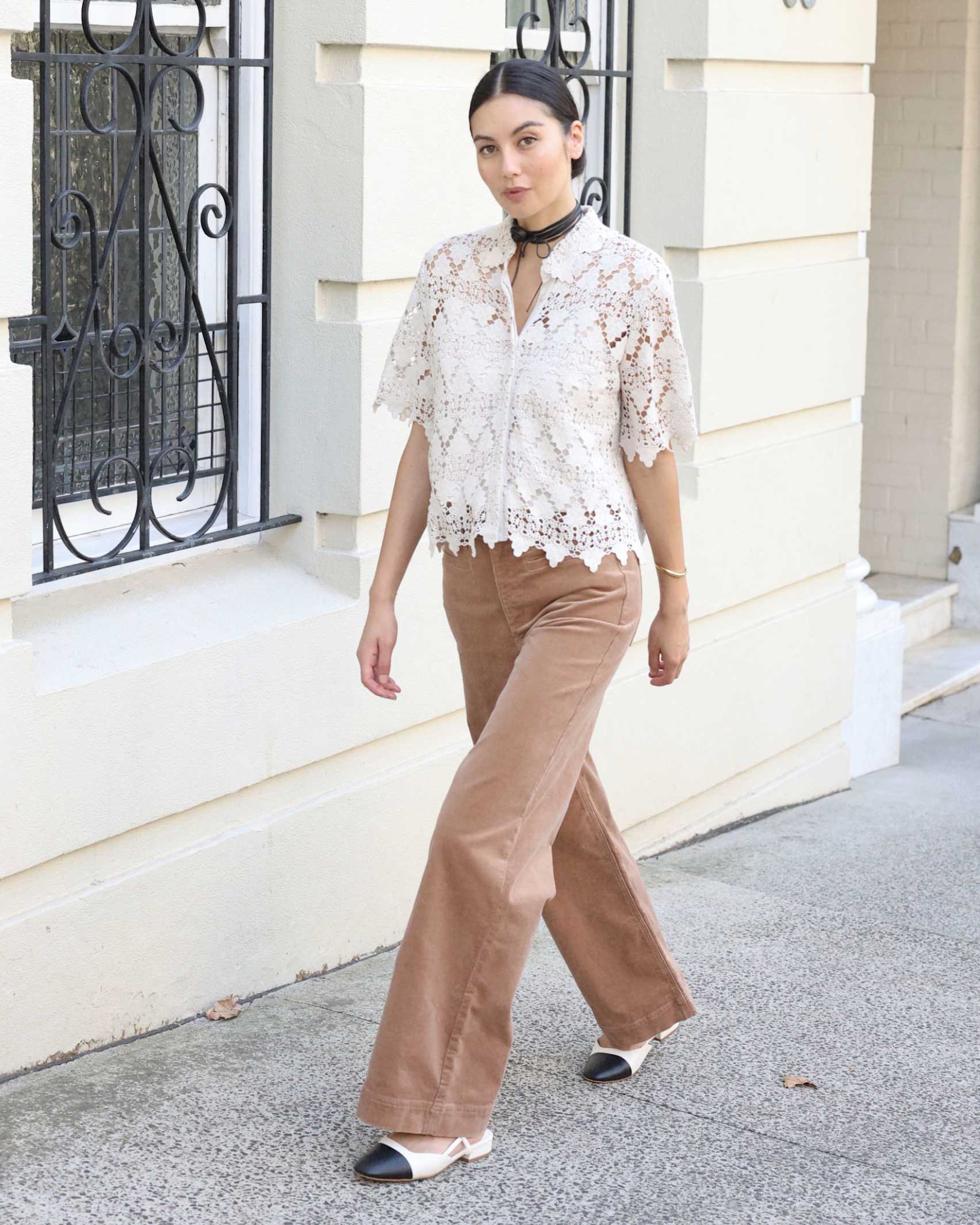 Cleo Cord Wide Leg Jean in CAMEL