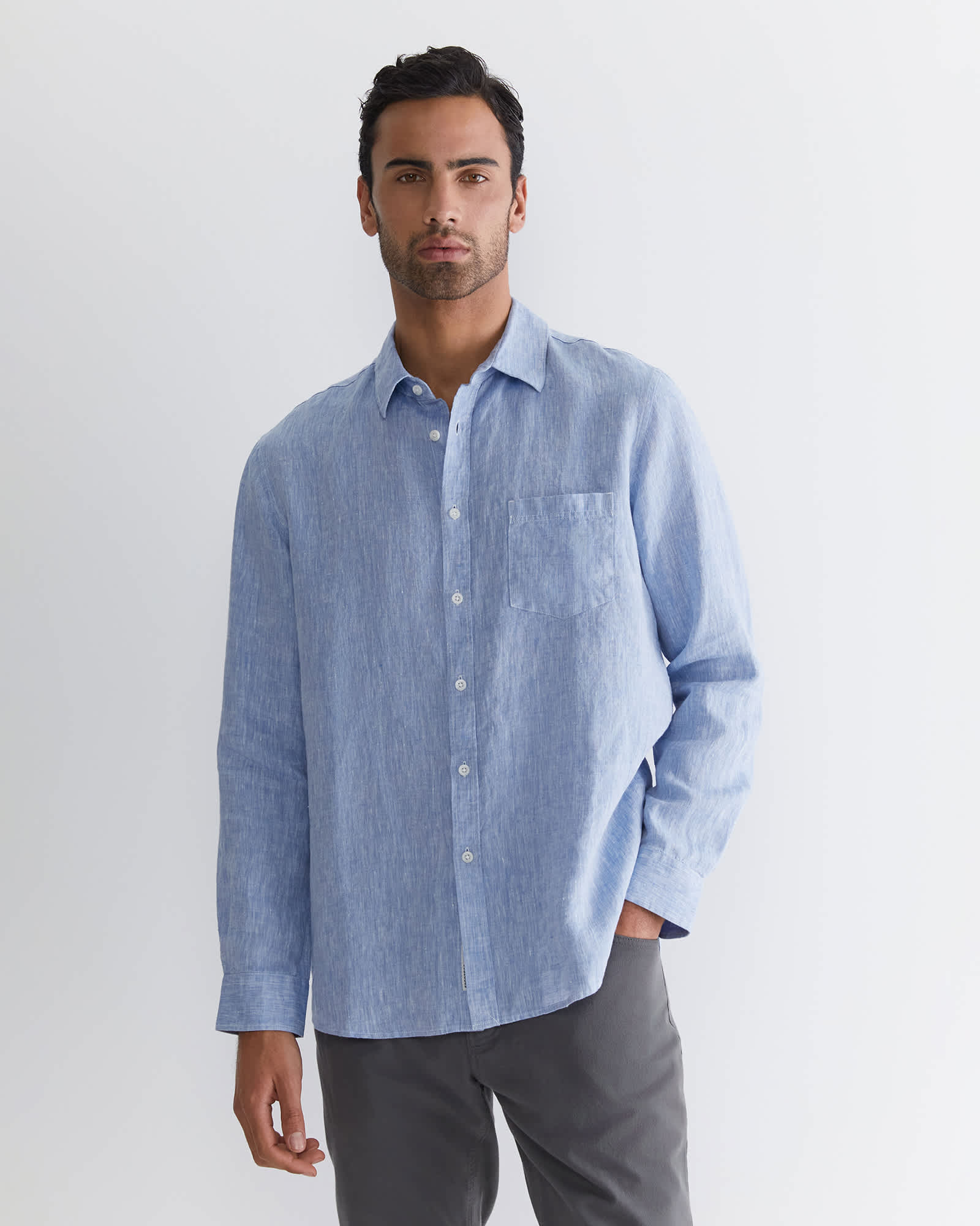 トップス TENDERLOIN STAND SHT CHAMBRAY L/S TENDERLOIN STAND SHT CHAMBRAY L S long sleeve shirt M cotton