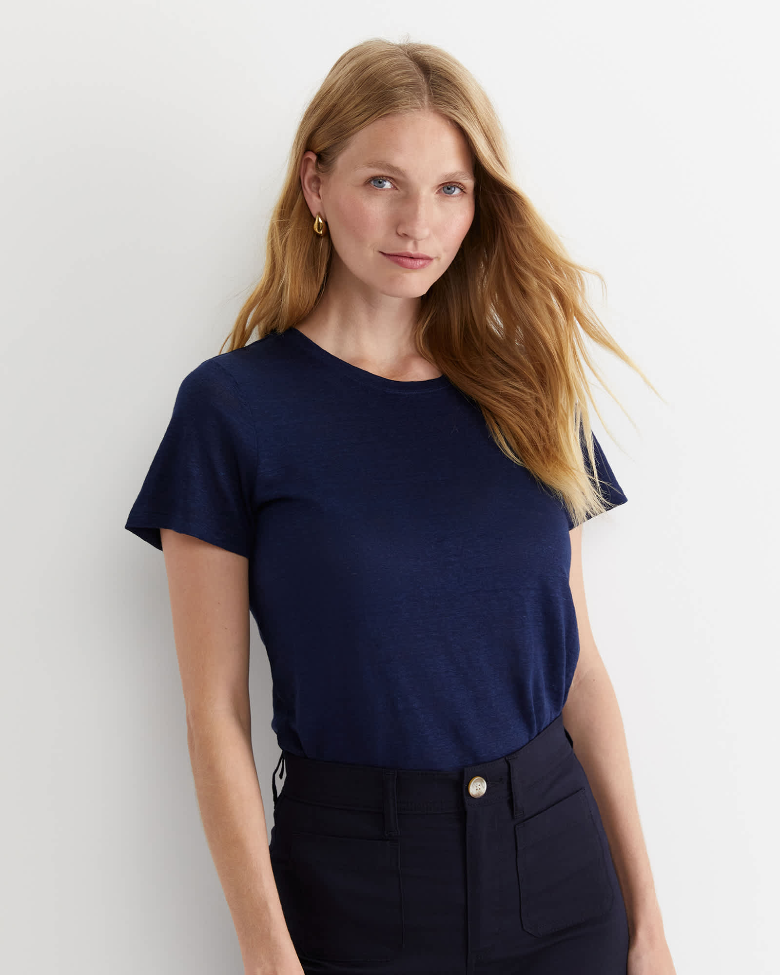 Tonia Crew Neck Linen Tee