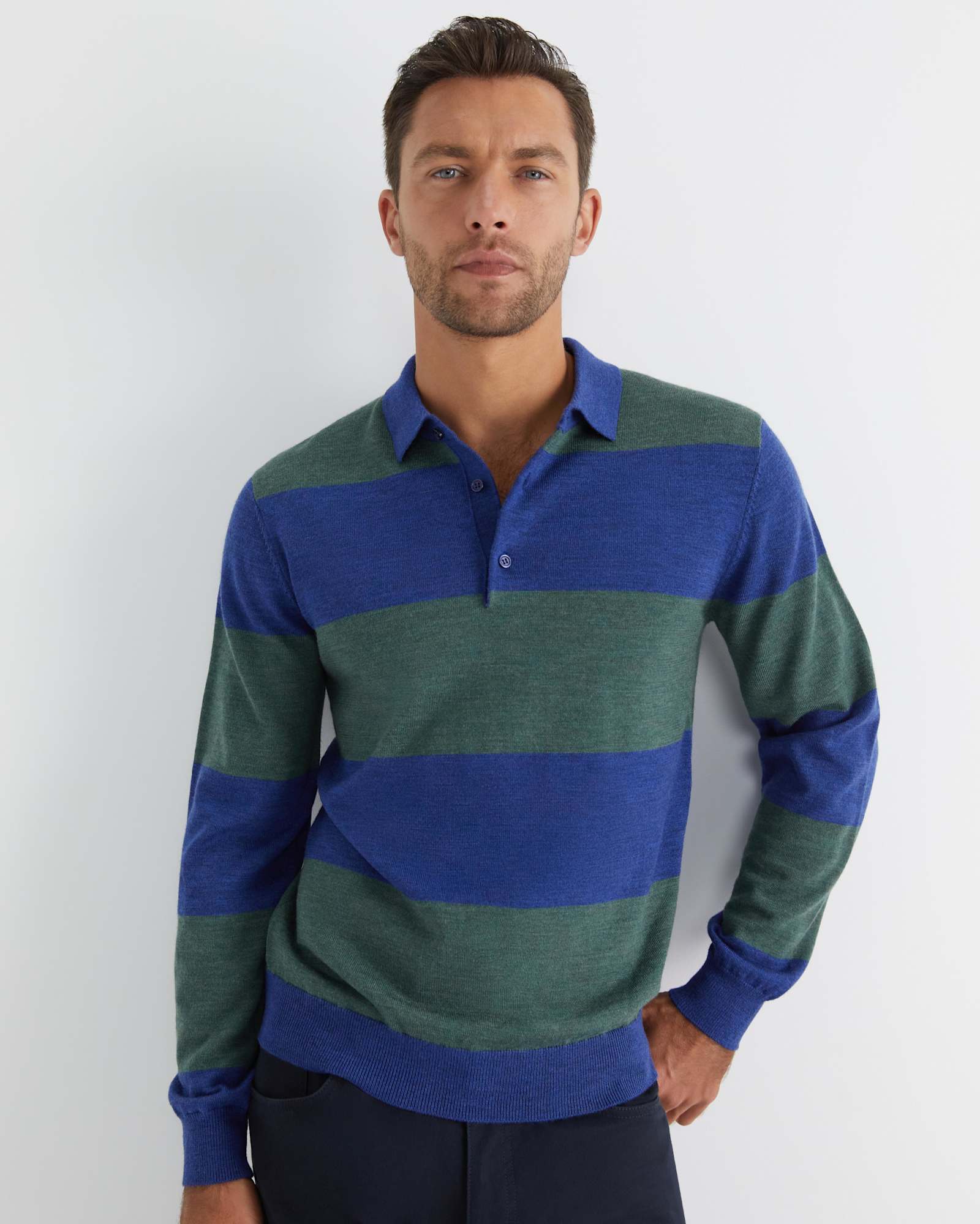 Stripe Wool Knit Polo