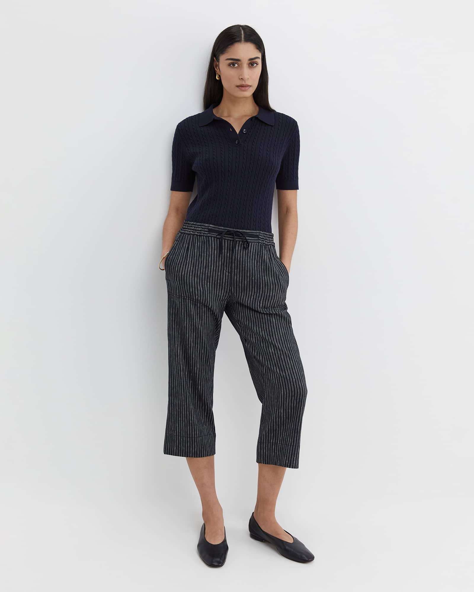 Rosa Stripe Crop Linen Pant