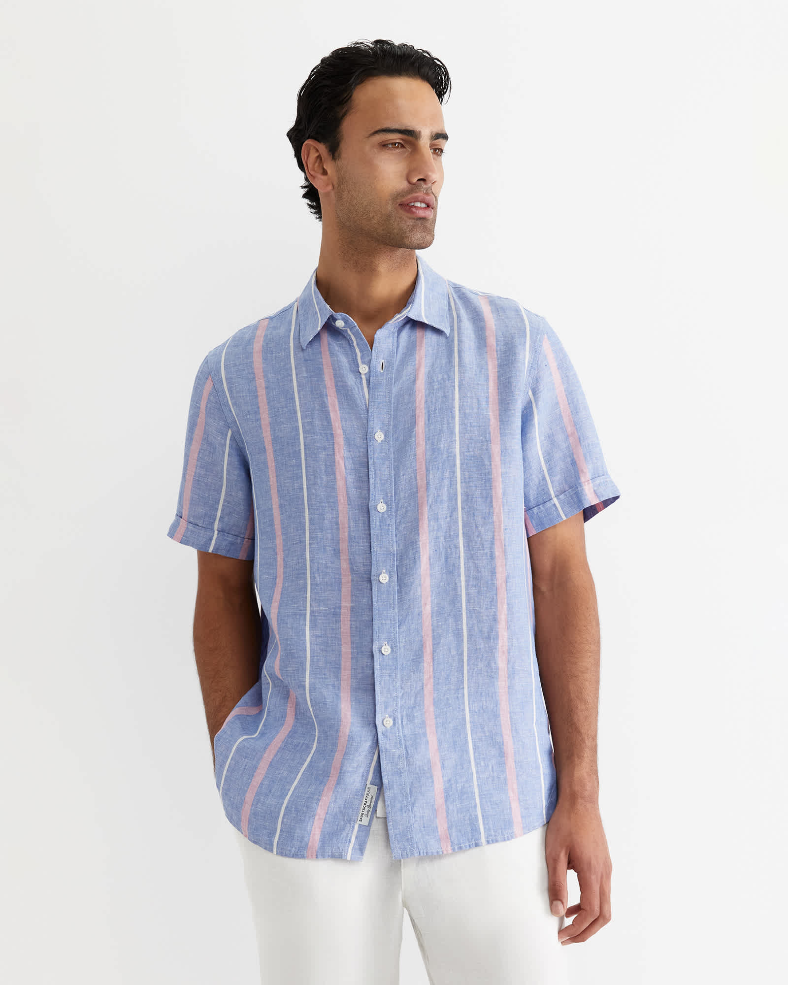 Redfern Short Sleeve Linen Stripe Shirt