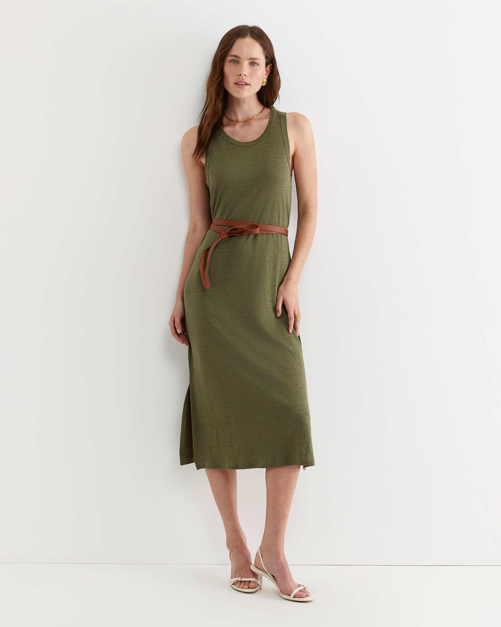 Tonia Linen Tank Midi Dress