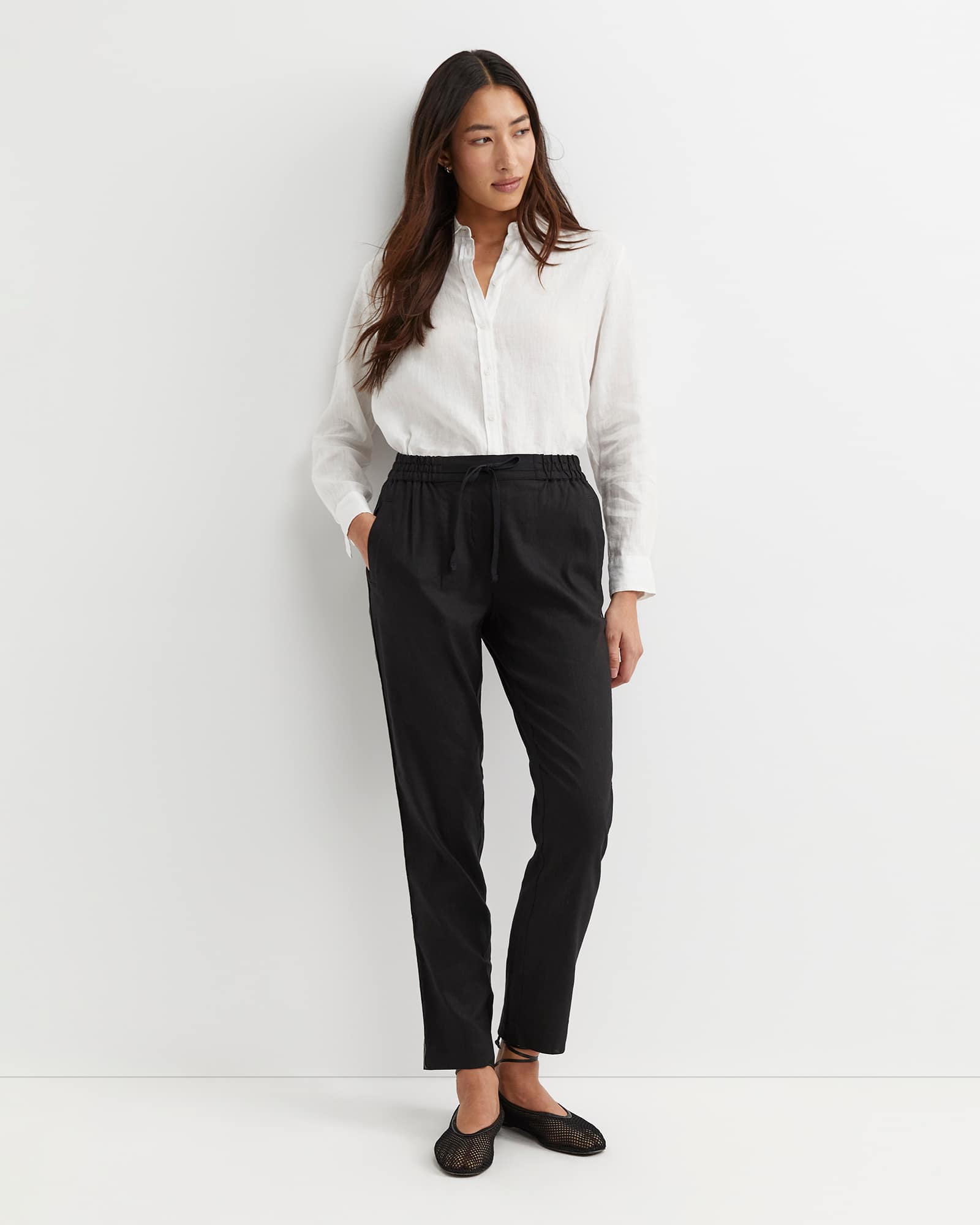 Rosa Bead Trim Linen Pant