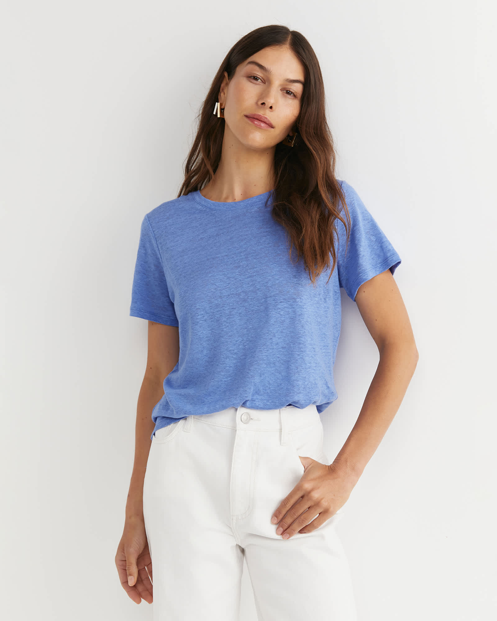 Tonia Crew Neck Linen Tee