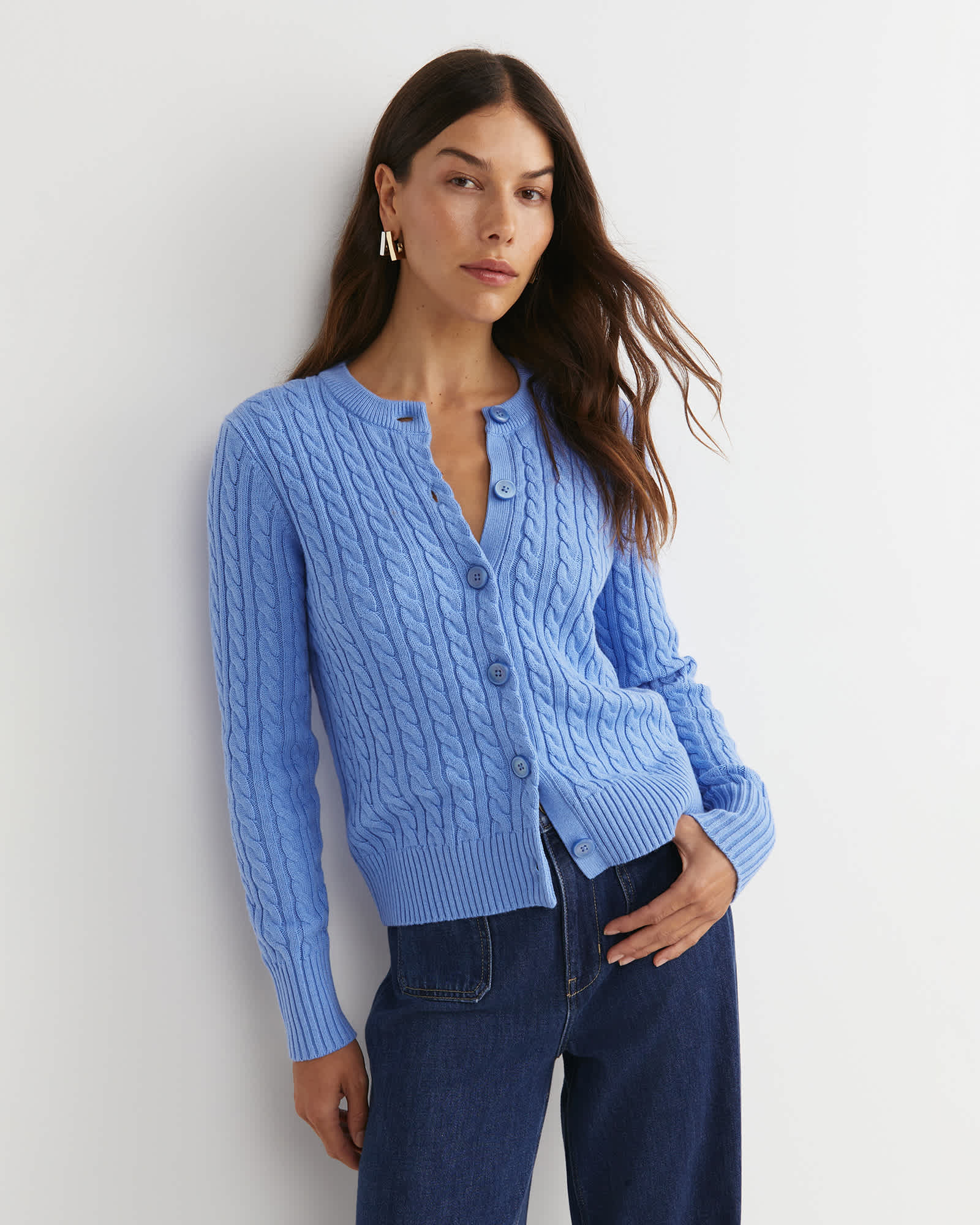 Cable Merino Cotton Cardigan