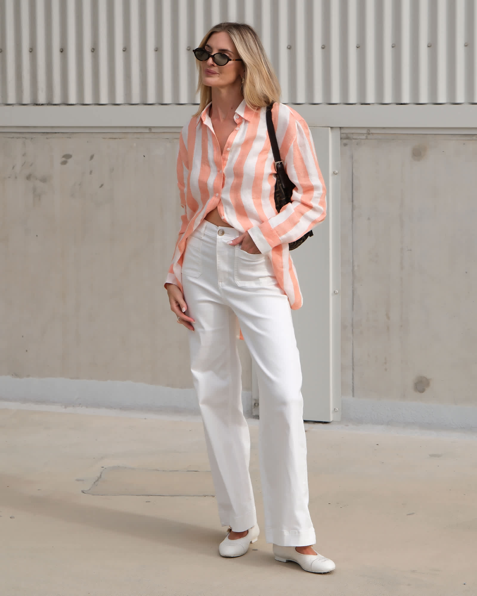 Callie Stripe Long Sleeve Linen Shirt