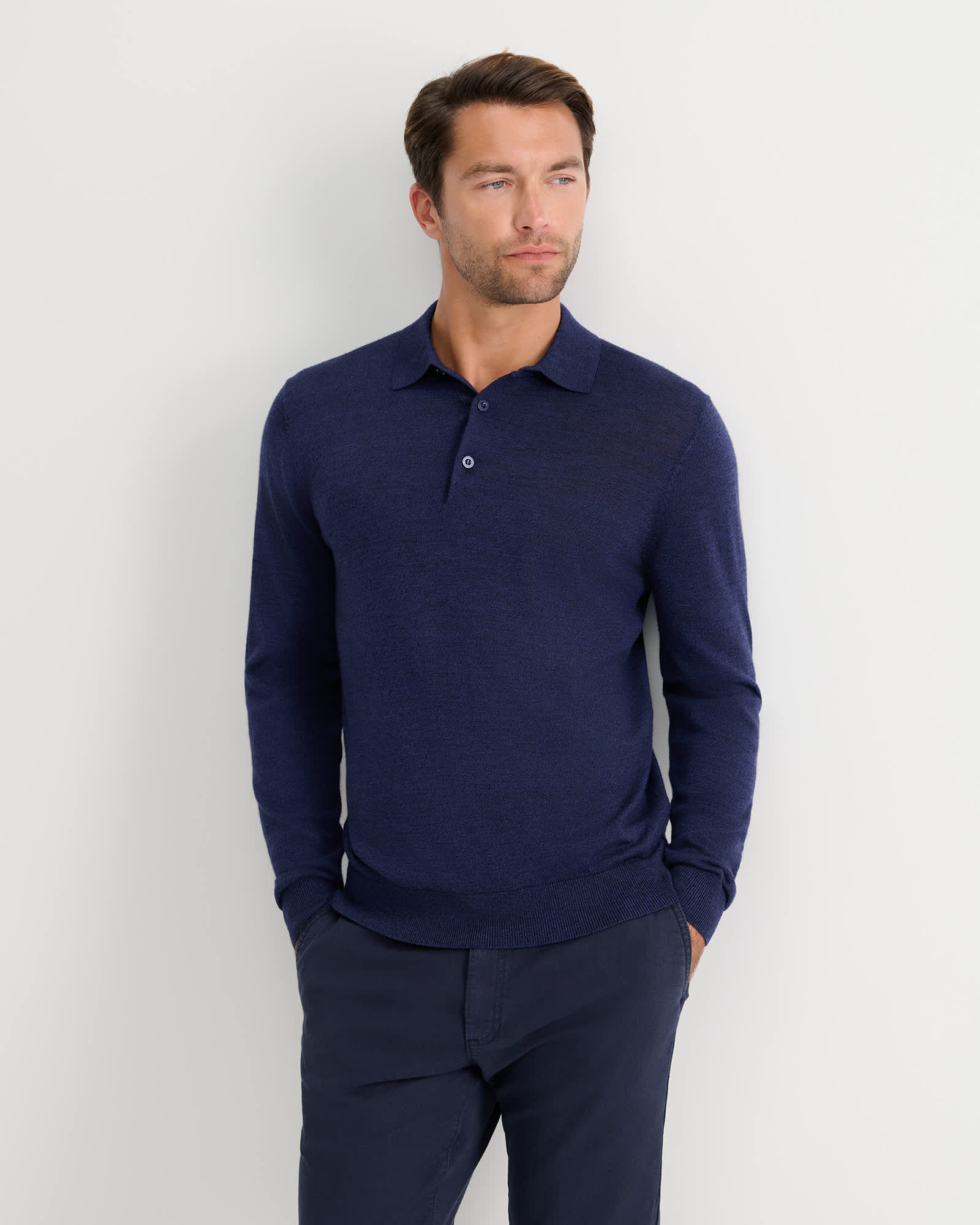 Long Sleeve Merino Knit Polo