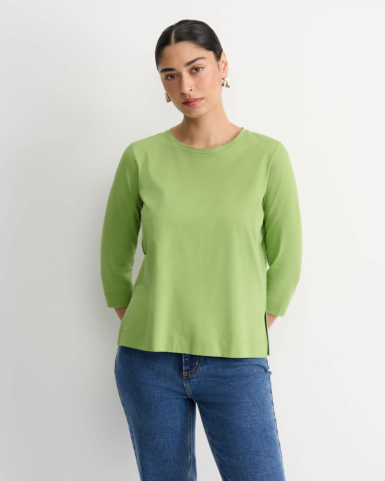 Mercerised Cotton 3/4 Sleeve Tee