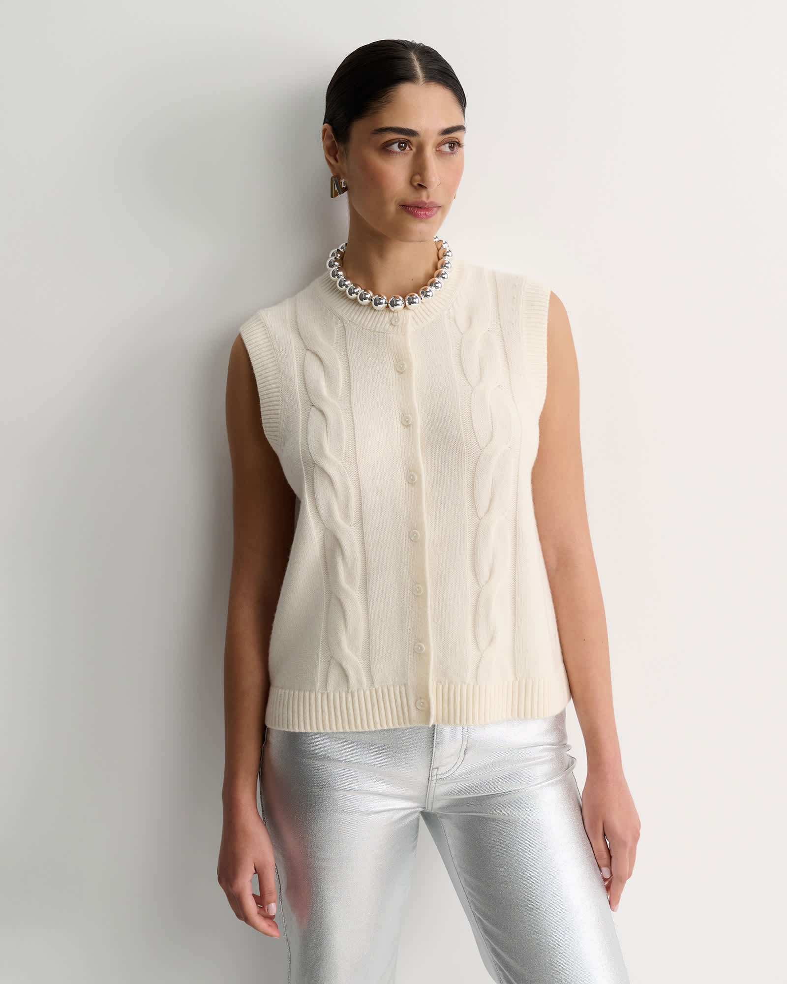 Pearl Chunky Cable Vest