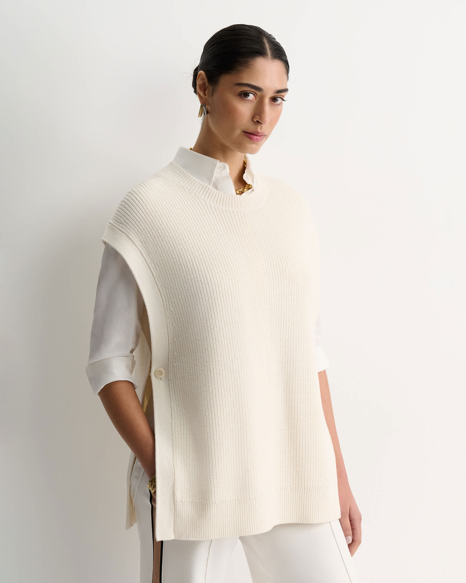 Wool Cotton Open Vest