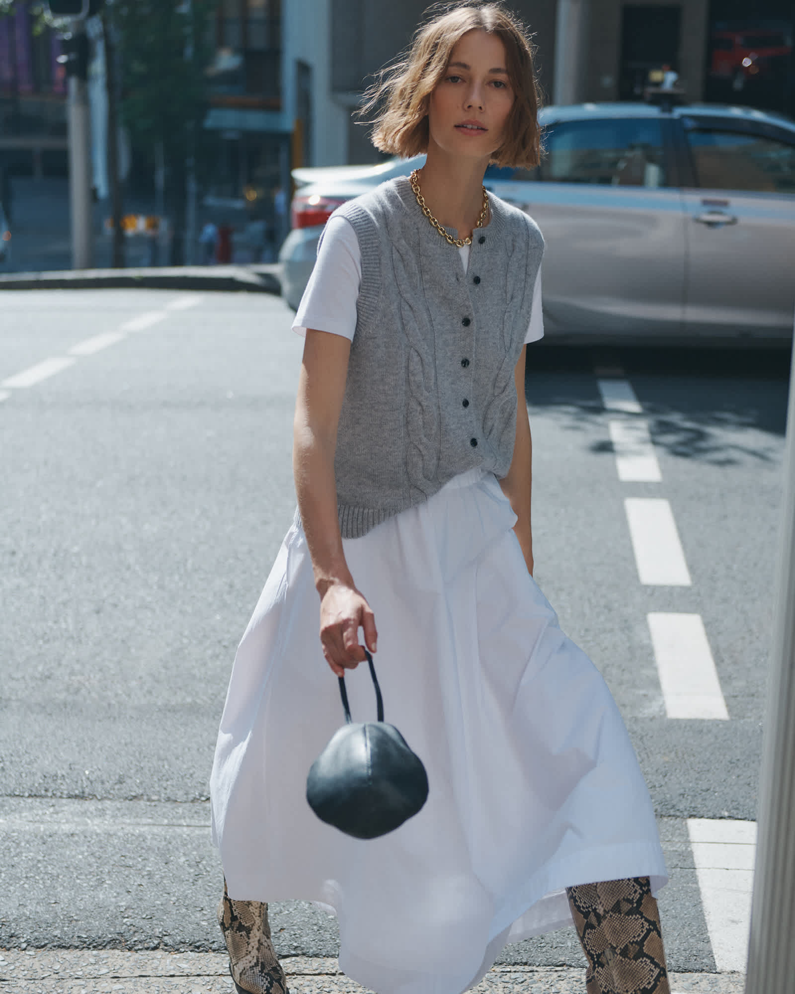 Pearl Chunky Cable Vest