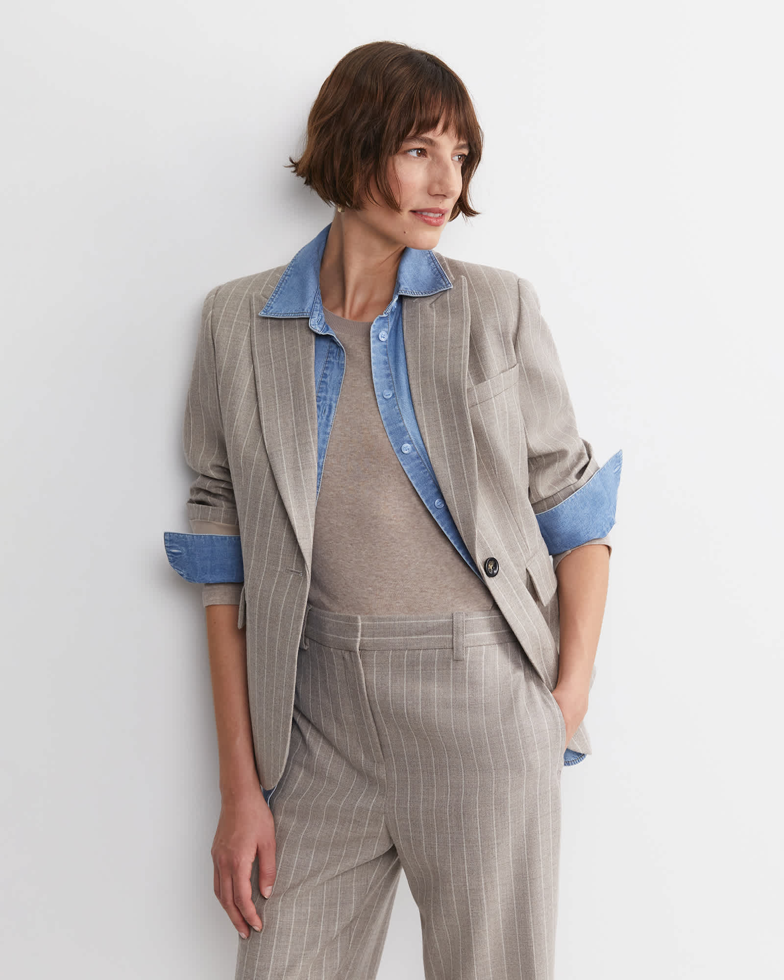 Kate Single Breasted Pinstripe Blazer