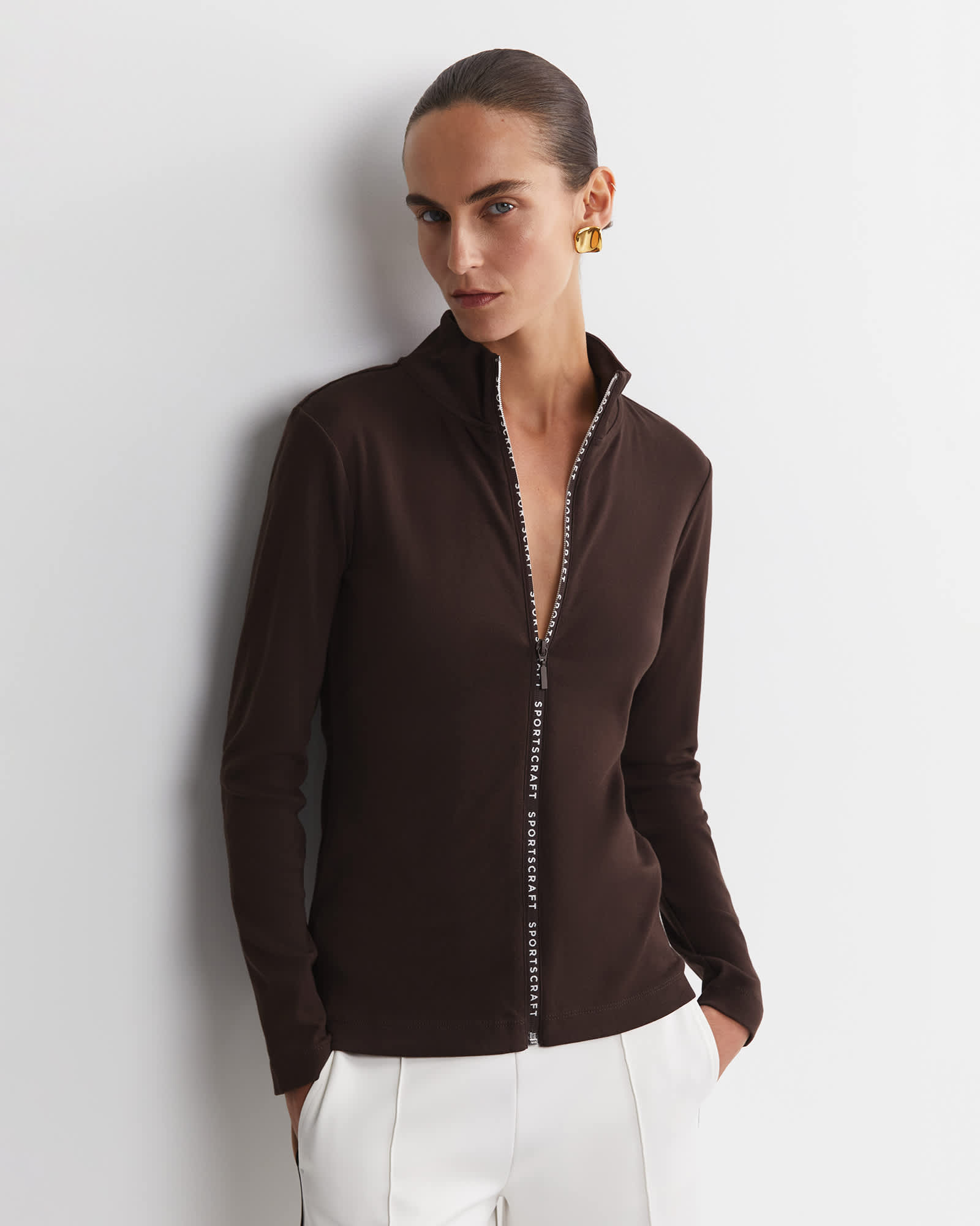 SC Zip Thru Funnel Neck Top