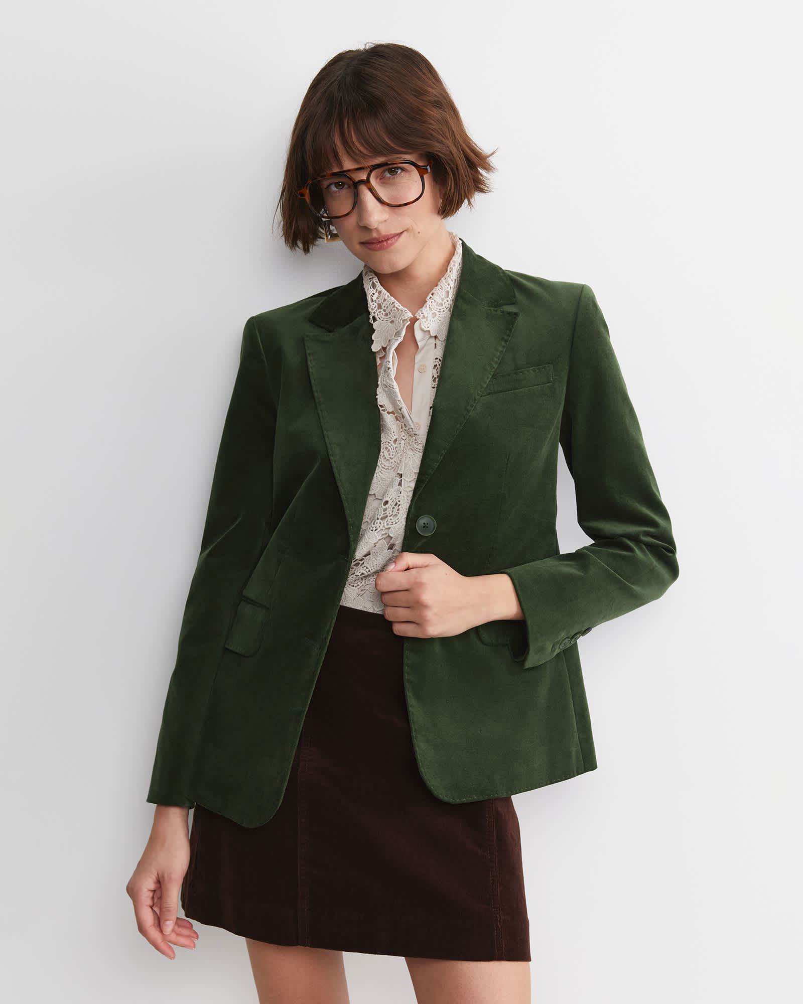 Valentina Single Breasted Velvet Blazer