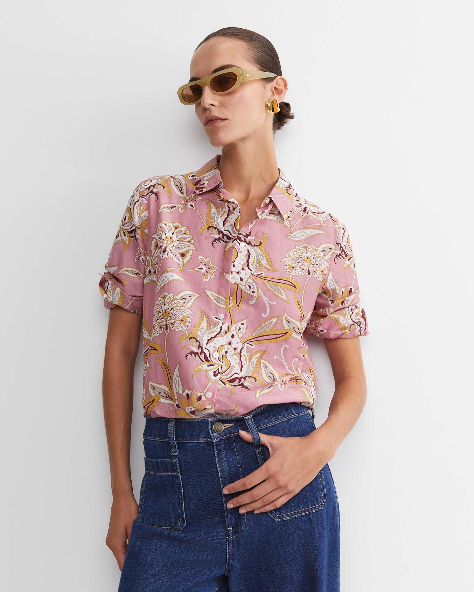 Sue Paisley Long Sleeve Cotton Silk Shirt