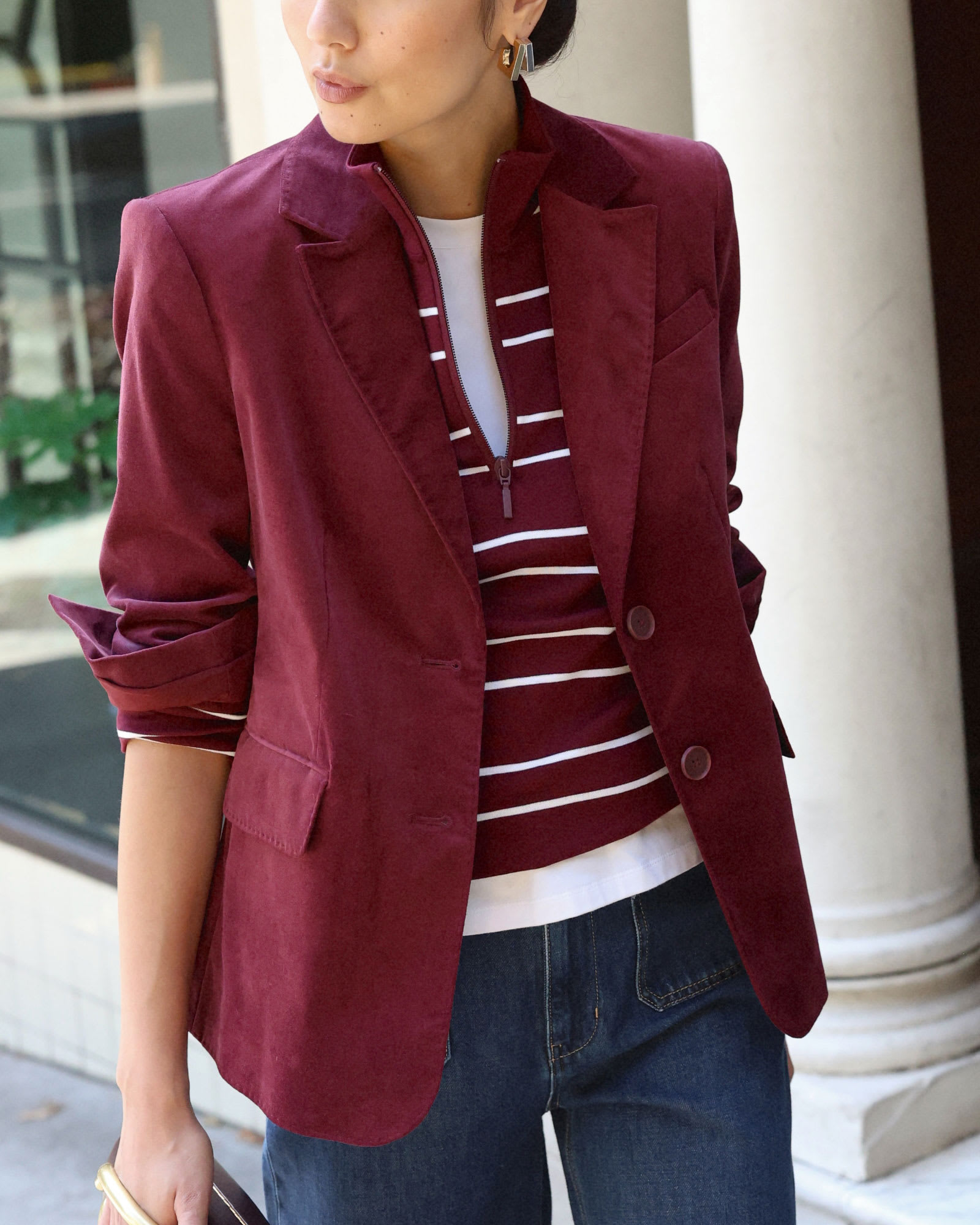 Valentina Single Breasted Velvet Blazer