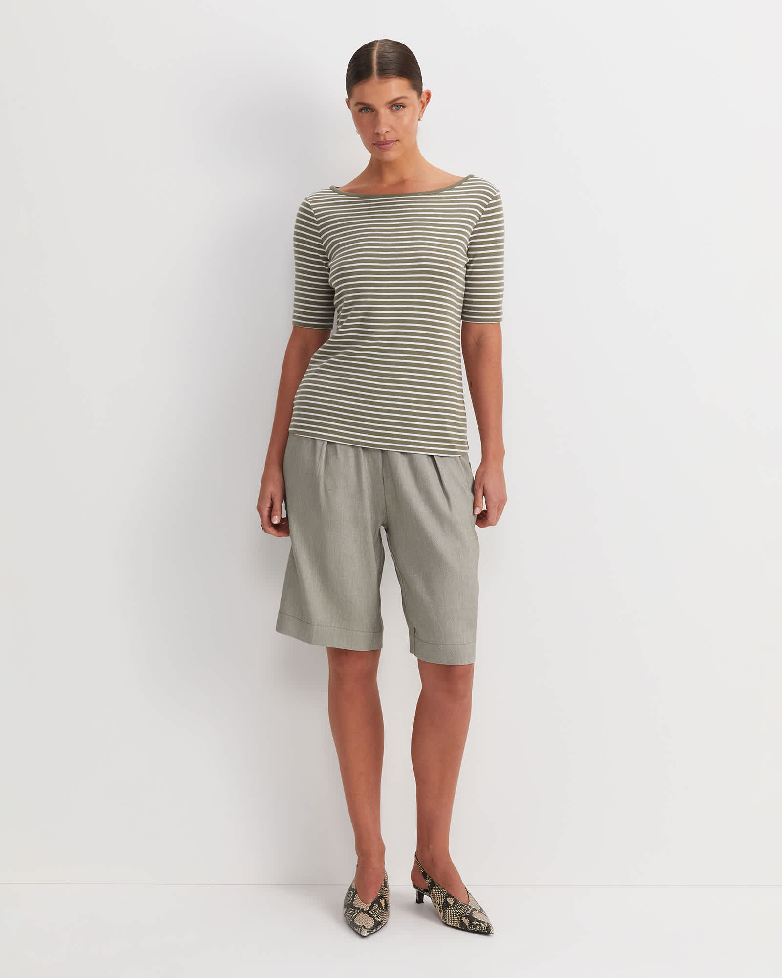 Heidi Boat Neck Half Sleeve Tee