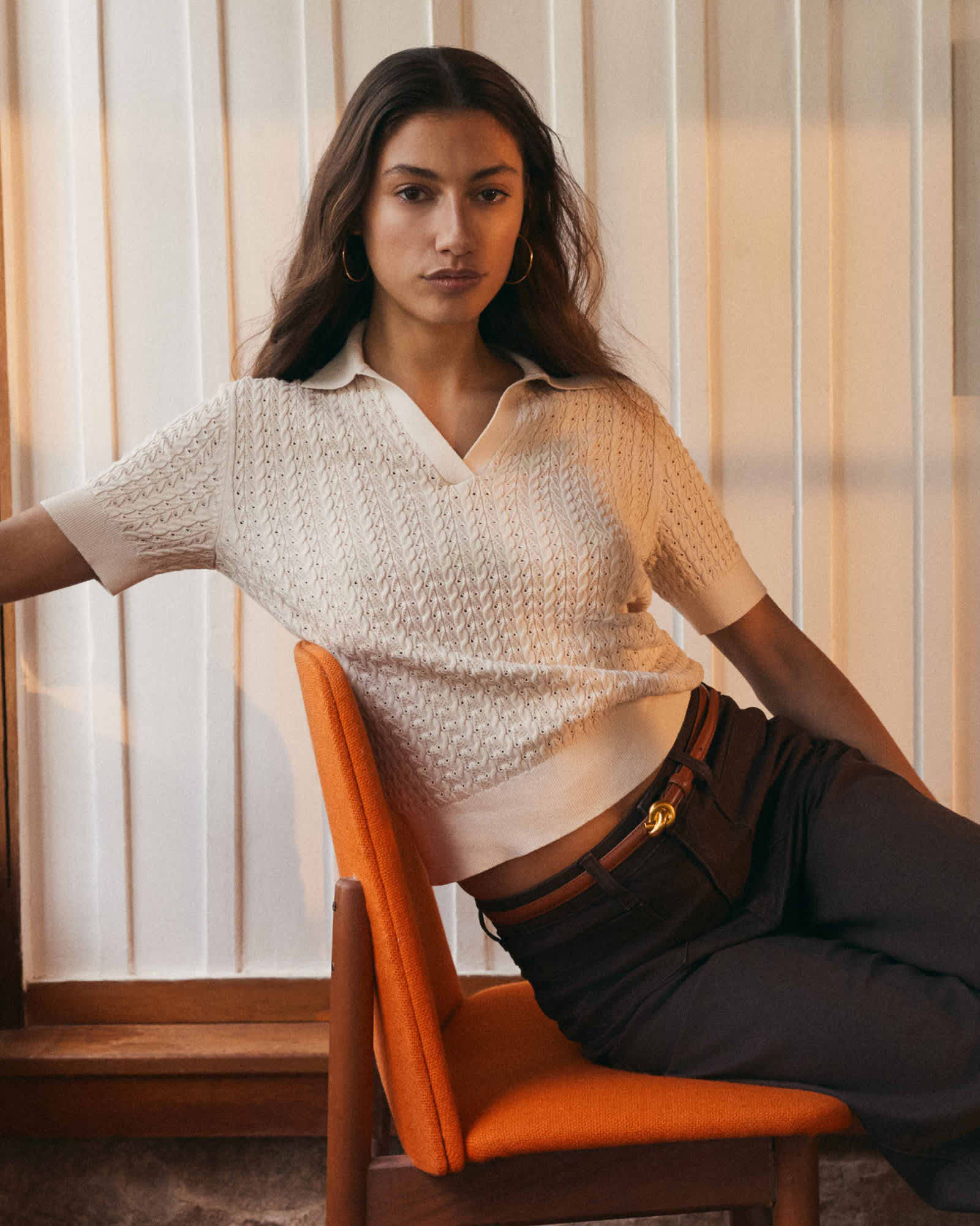 Elka Pointelle Polo Knit