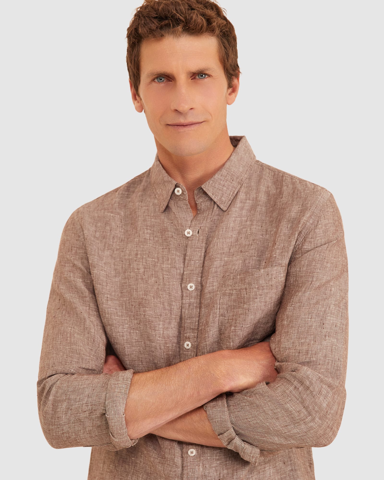 Yarn Dyed Linen Long Sleeve Shirt