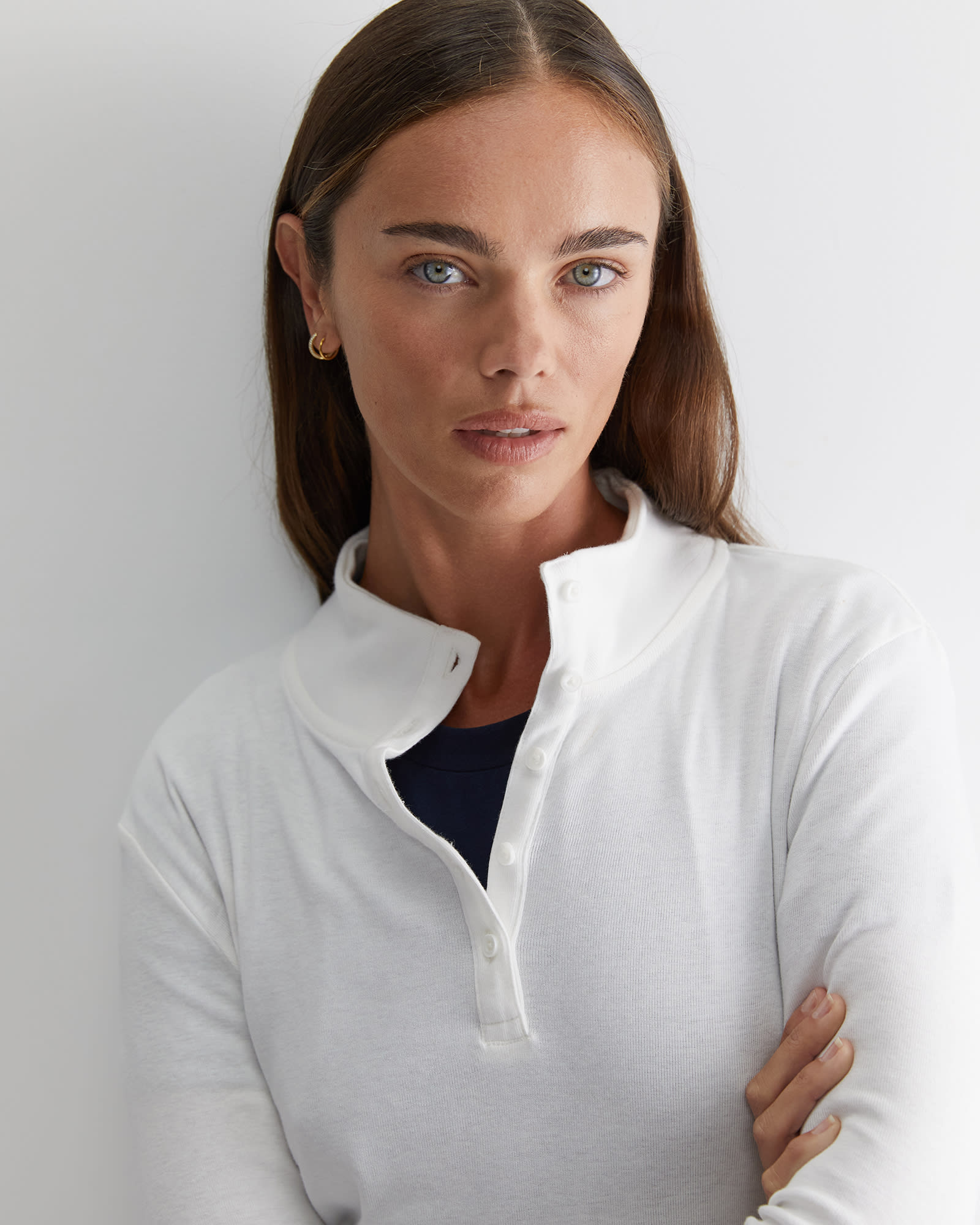 Lucy Funnel Neck Top in Ivory Sportscraft