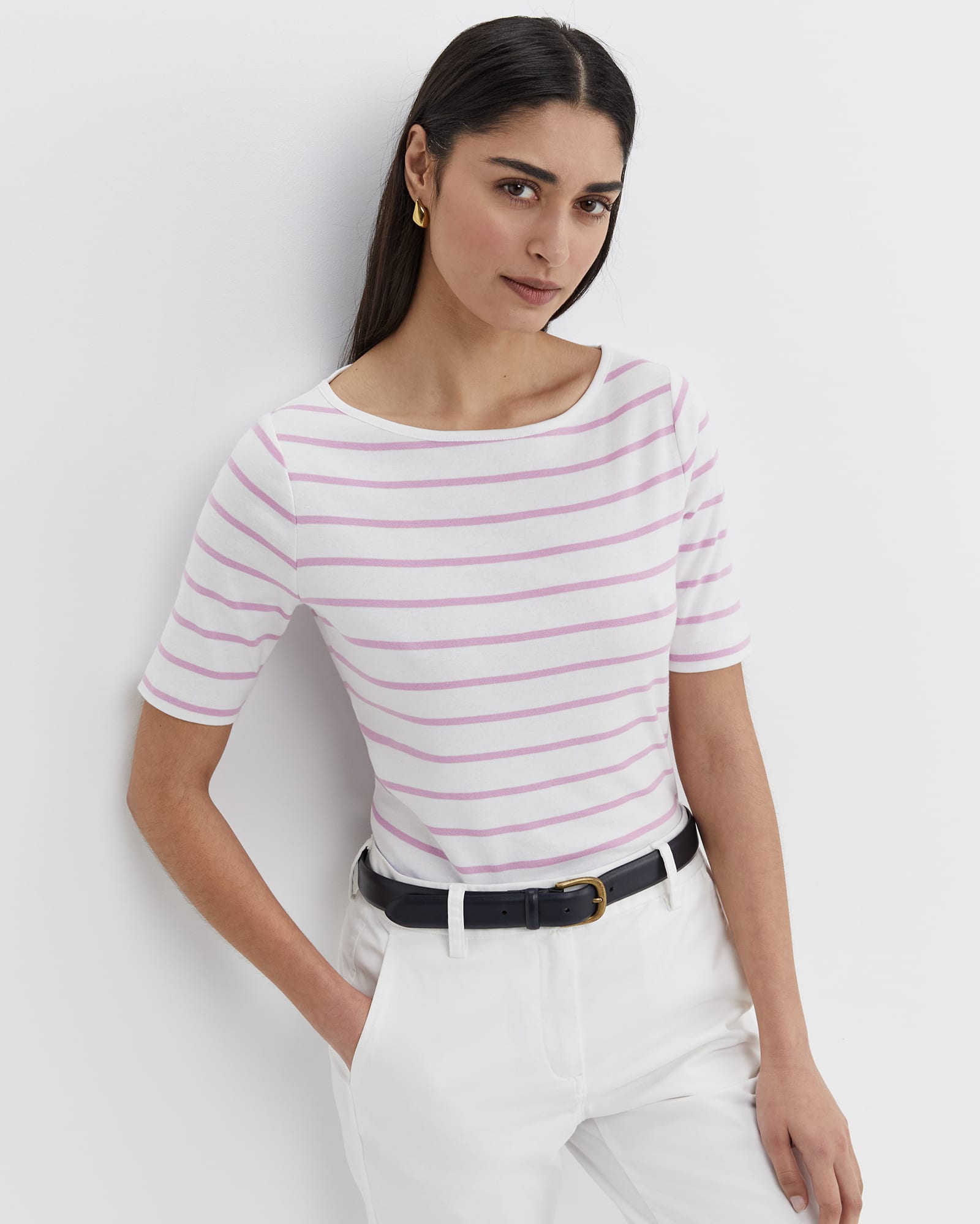 Heidi Boat Neck Half Sleeve Tee