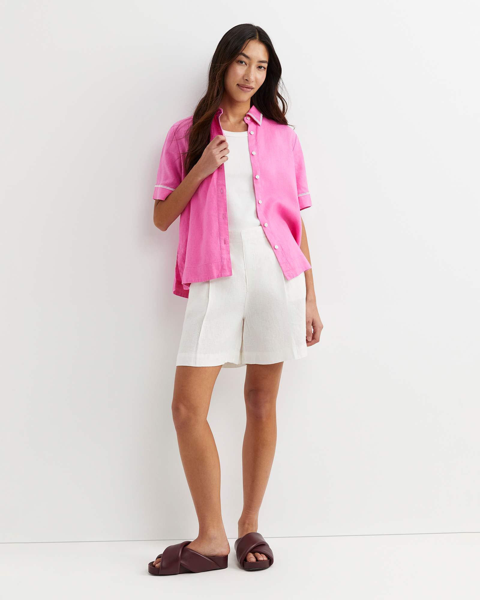 Lulu Blanket Stitch Linen Shirt
