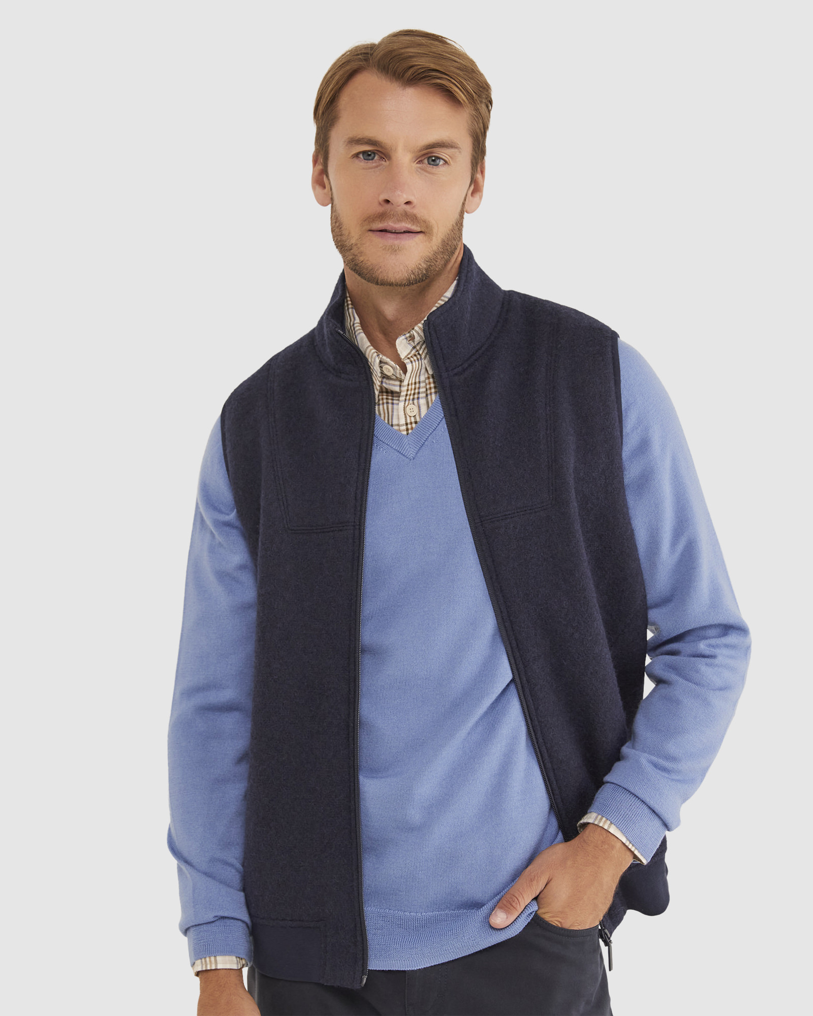 Blue for Men Mens Clothing Sweaters and knitwear V-neck jumpers Drumohr Linen Jumper in Slate Blue 