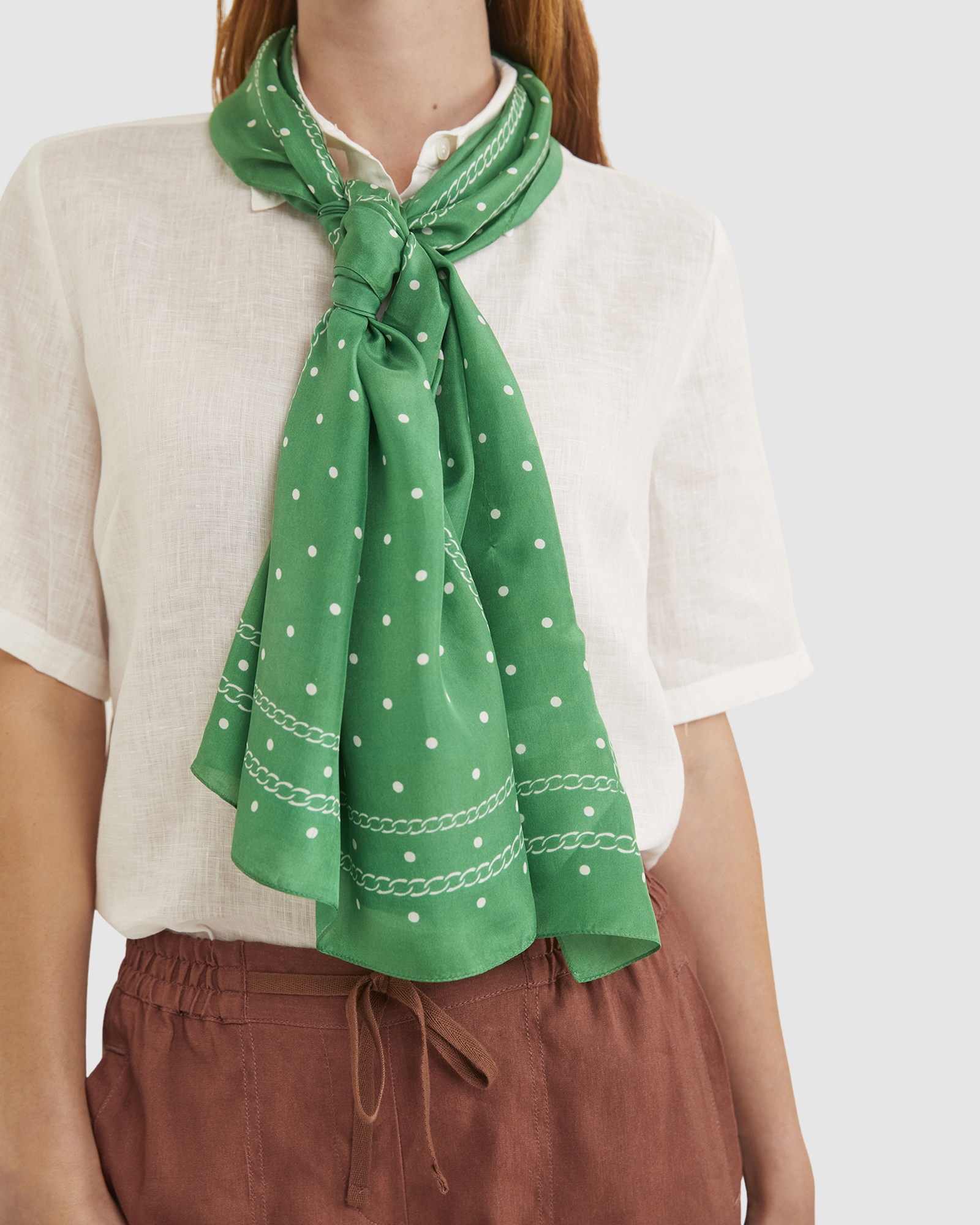 bottle green silk scarf