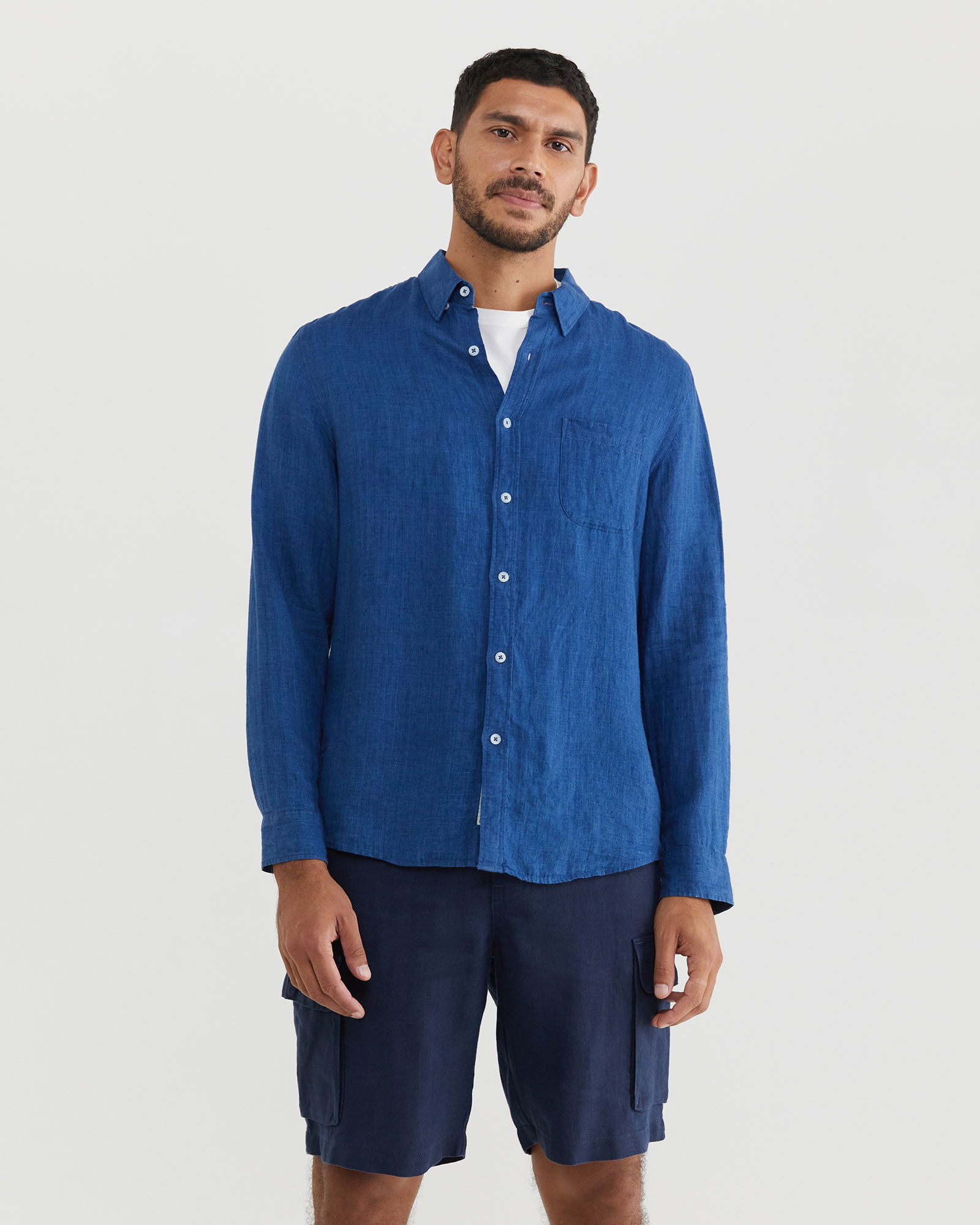 Yarn Dyed Linen Long Sleeve Shirt | Sportscraft
