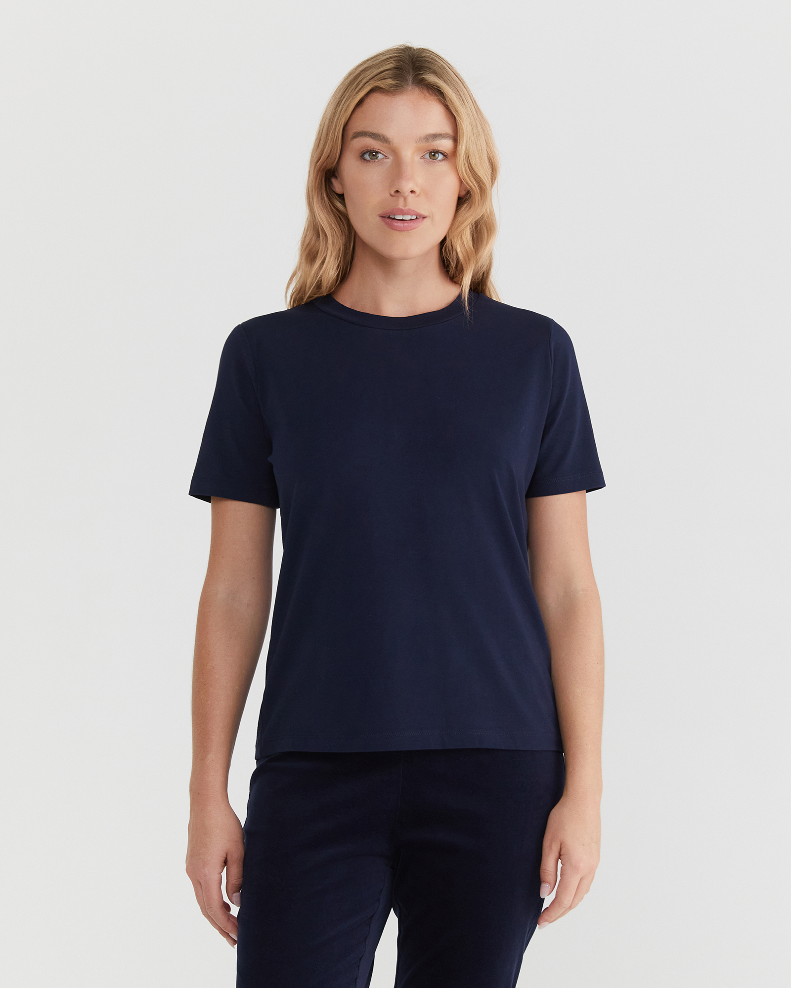 navy fitted shirt womens