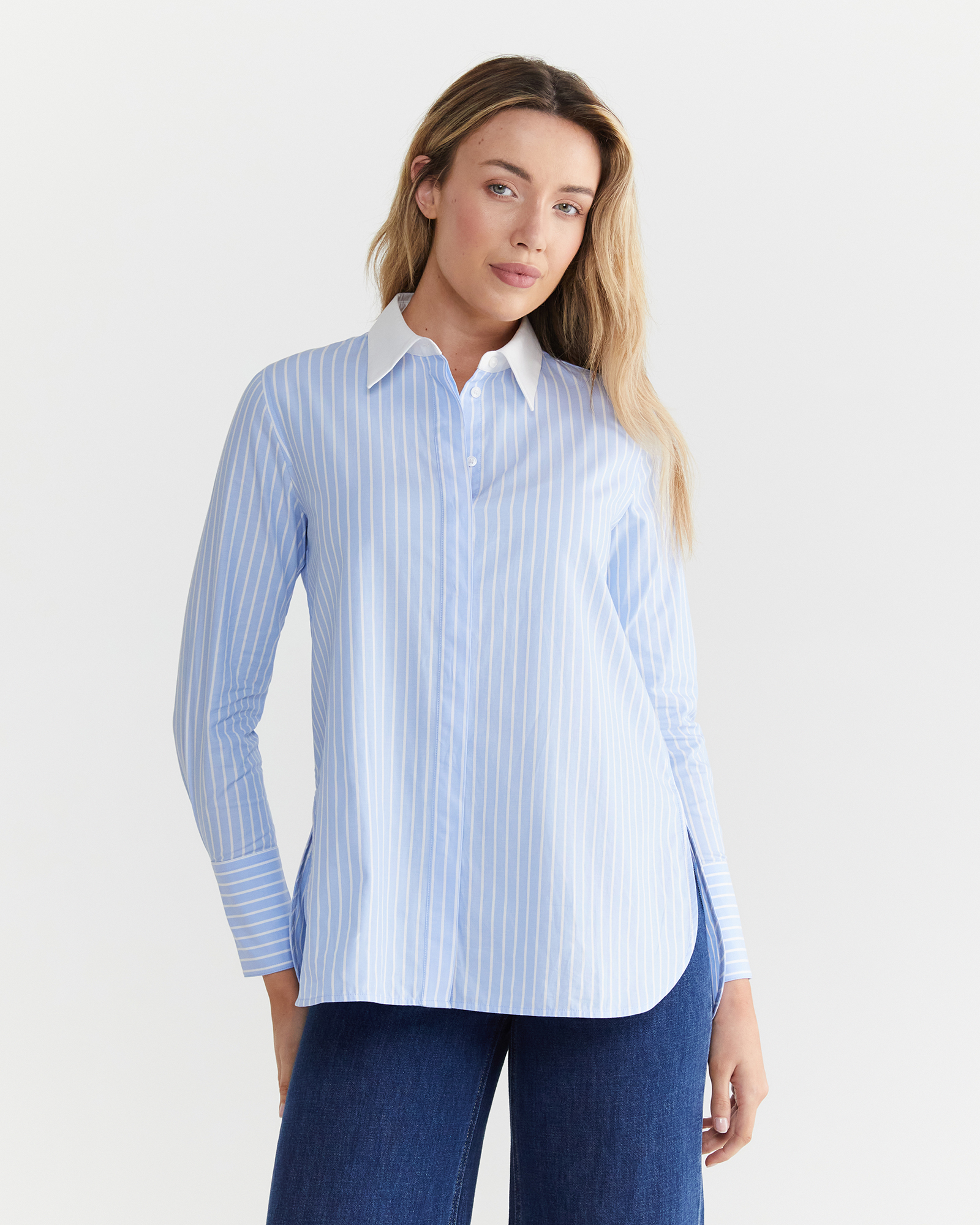 Gina Stripe Shirt Bluewhite | Sportscraft