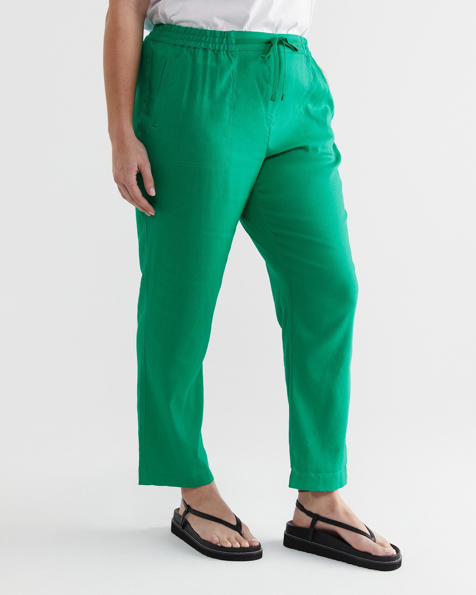 Green linen hot sale pants women