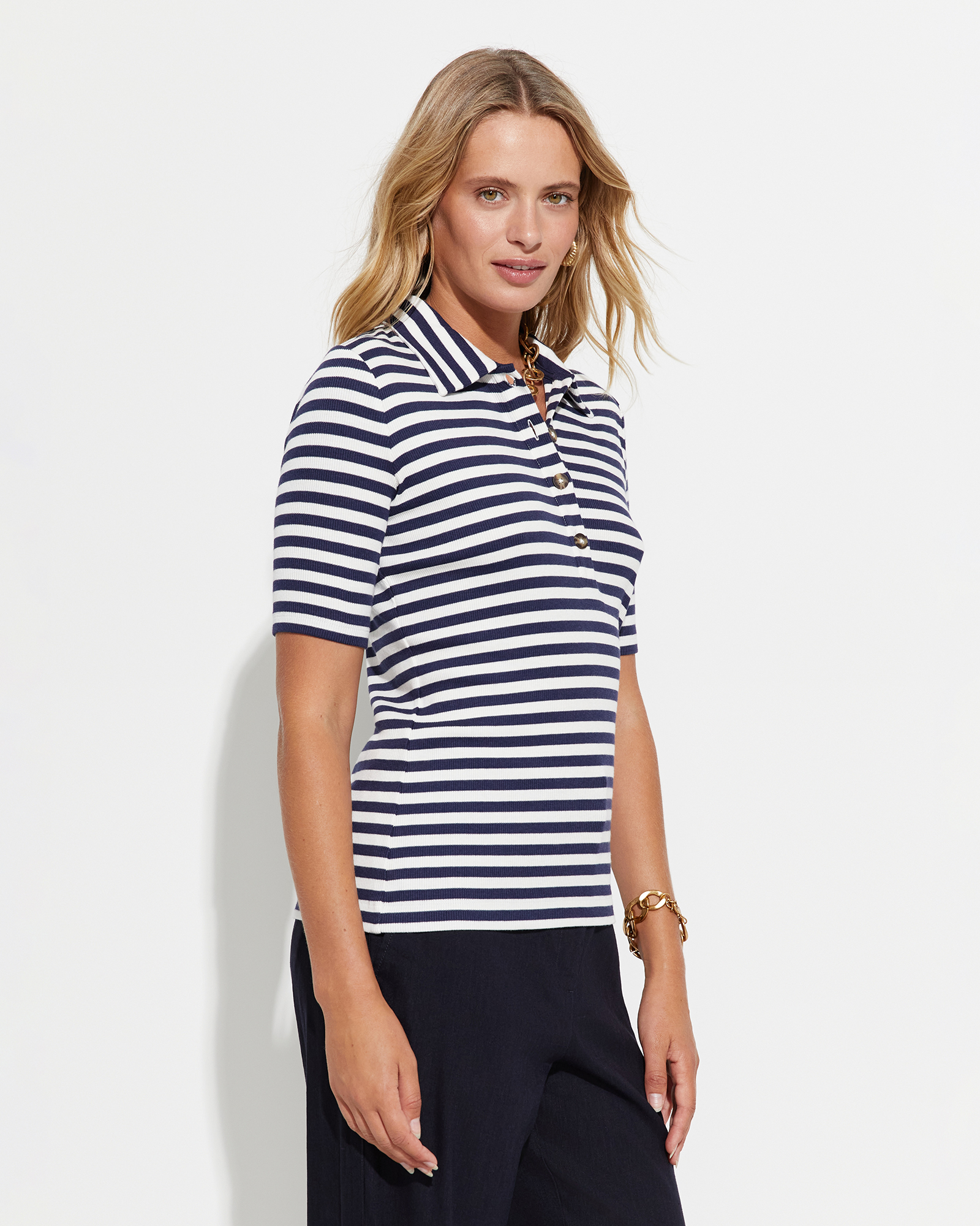 Striped polo cheap shirt womens