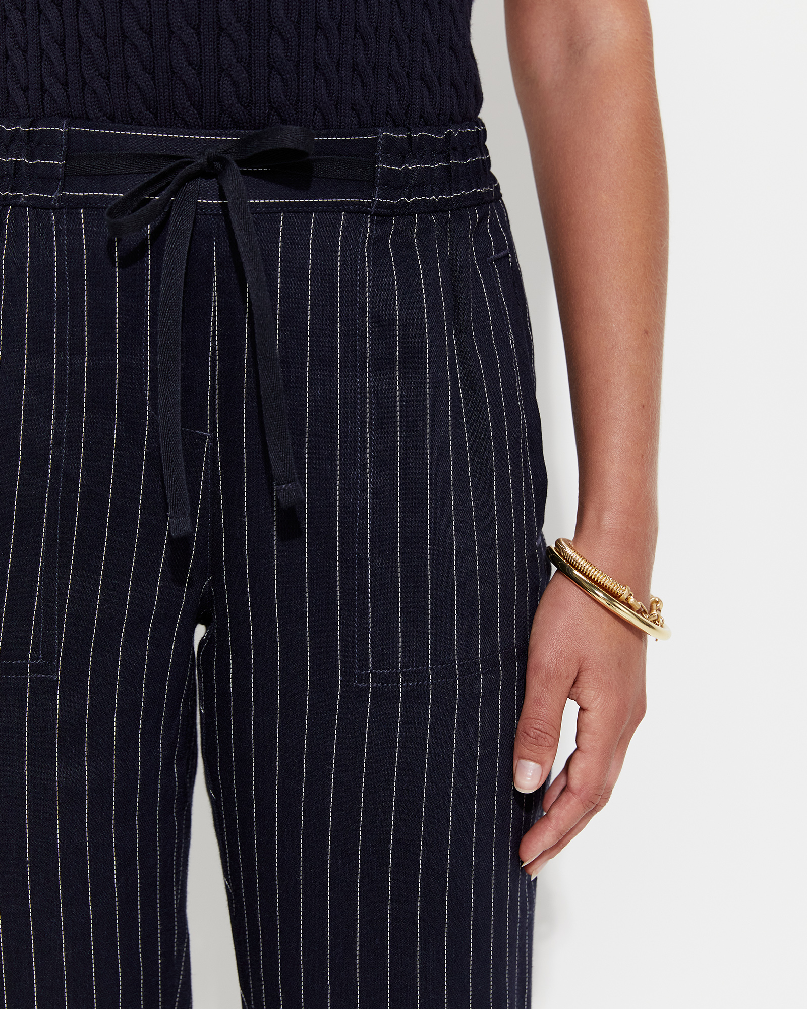 Navy and white striped on sale pants