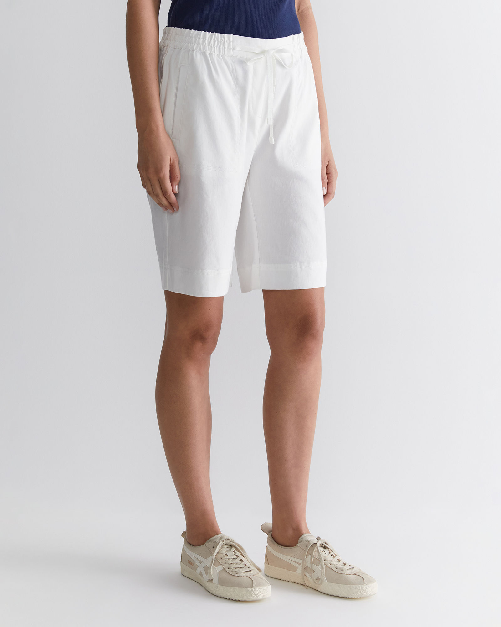 Womens white linen bermuda on sale shorts