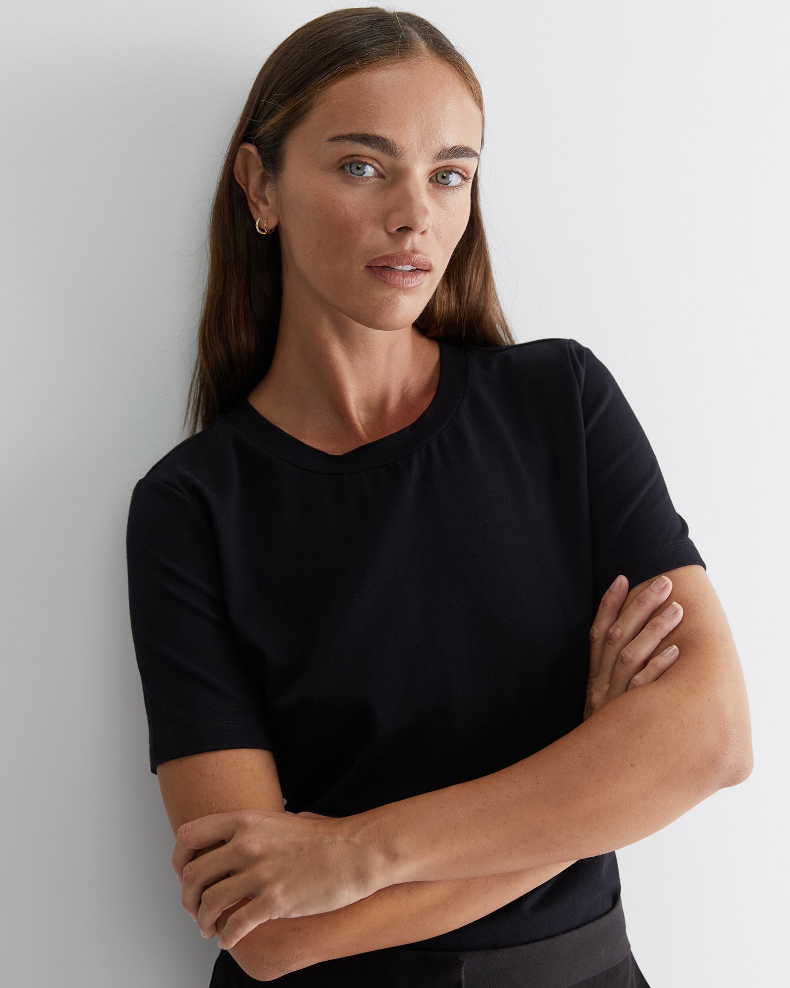 Cotton Short Sleeve Tee in Black | Sportscraft