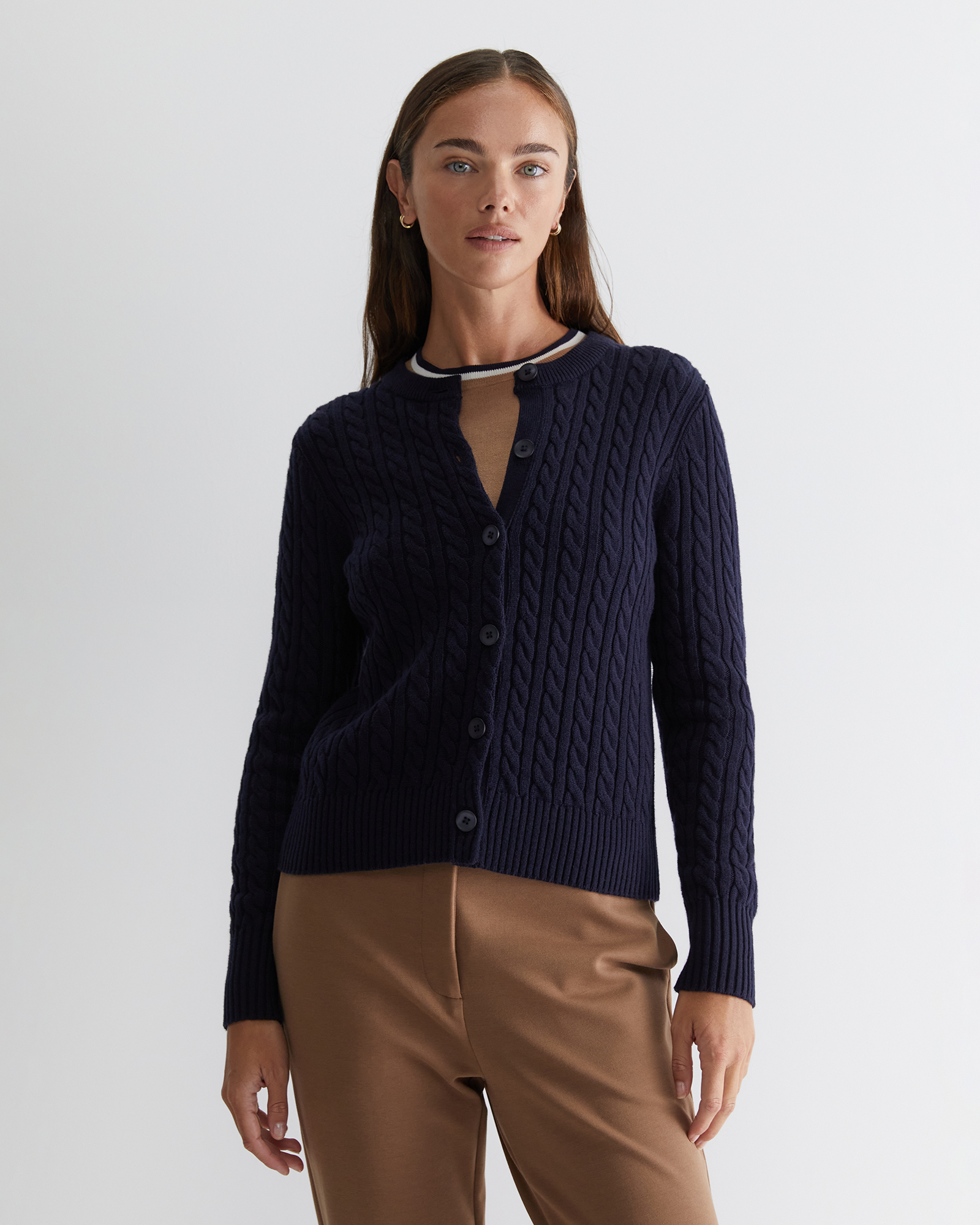 Cable Merino Cotton Cardigan