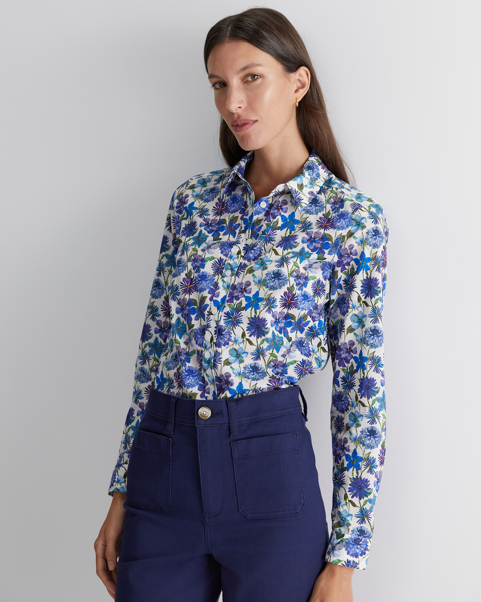 Blue Floral Liberty Shirt in Blue Multi | Sportscraft