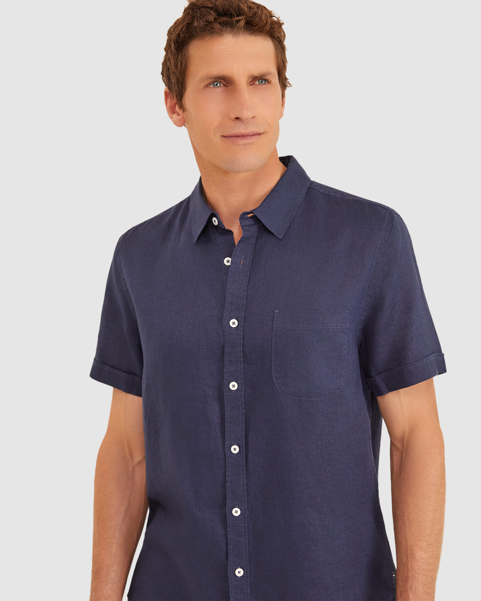 Singhs Short Sleeve Shirt - Navy - Singhs Linen Ss Shirts, Shirts